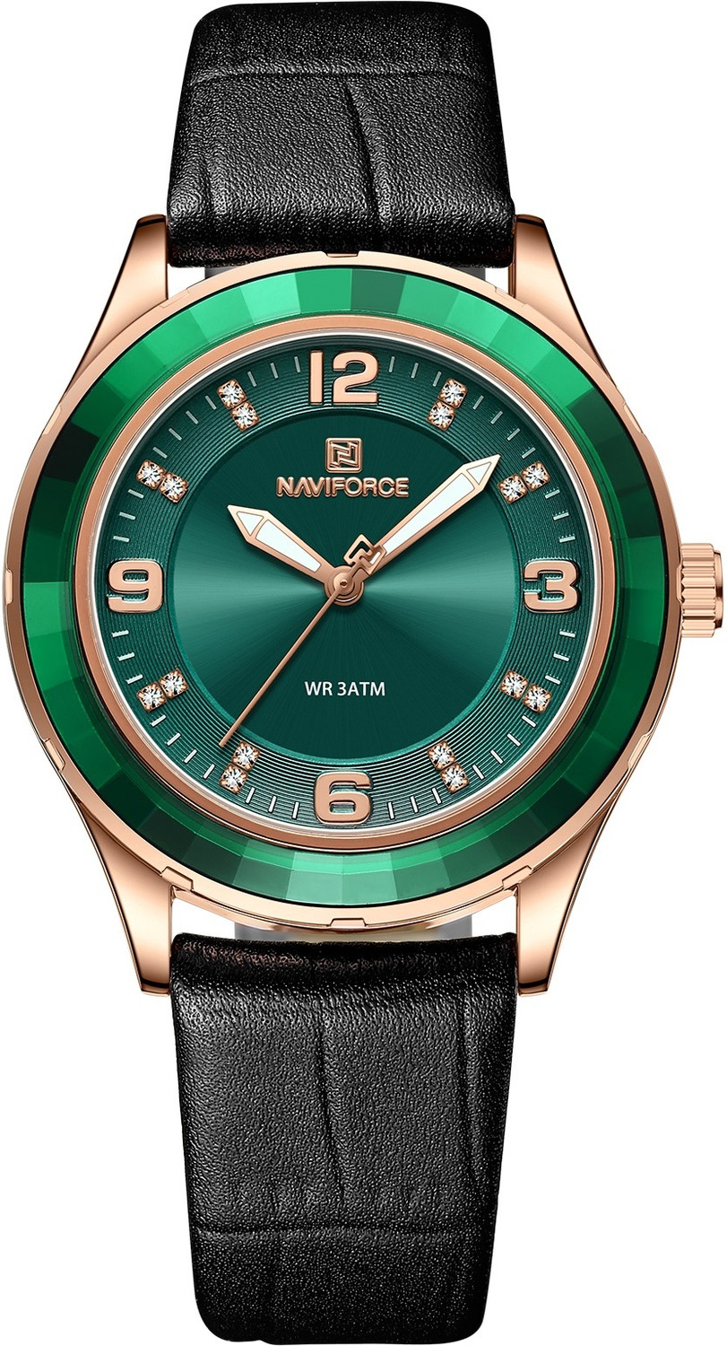 Image of NAVIFORCE Grey Dial with Rosegold Accents and Grey Silicone Strap Analog Watch - For Women NF7125 Perfect fusion of Fashion styling