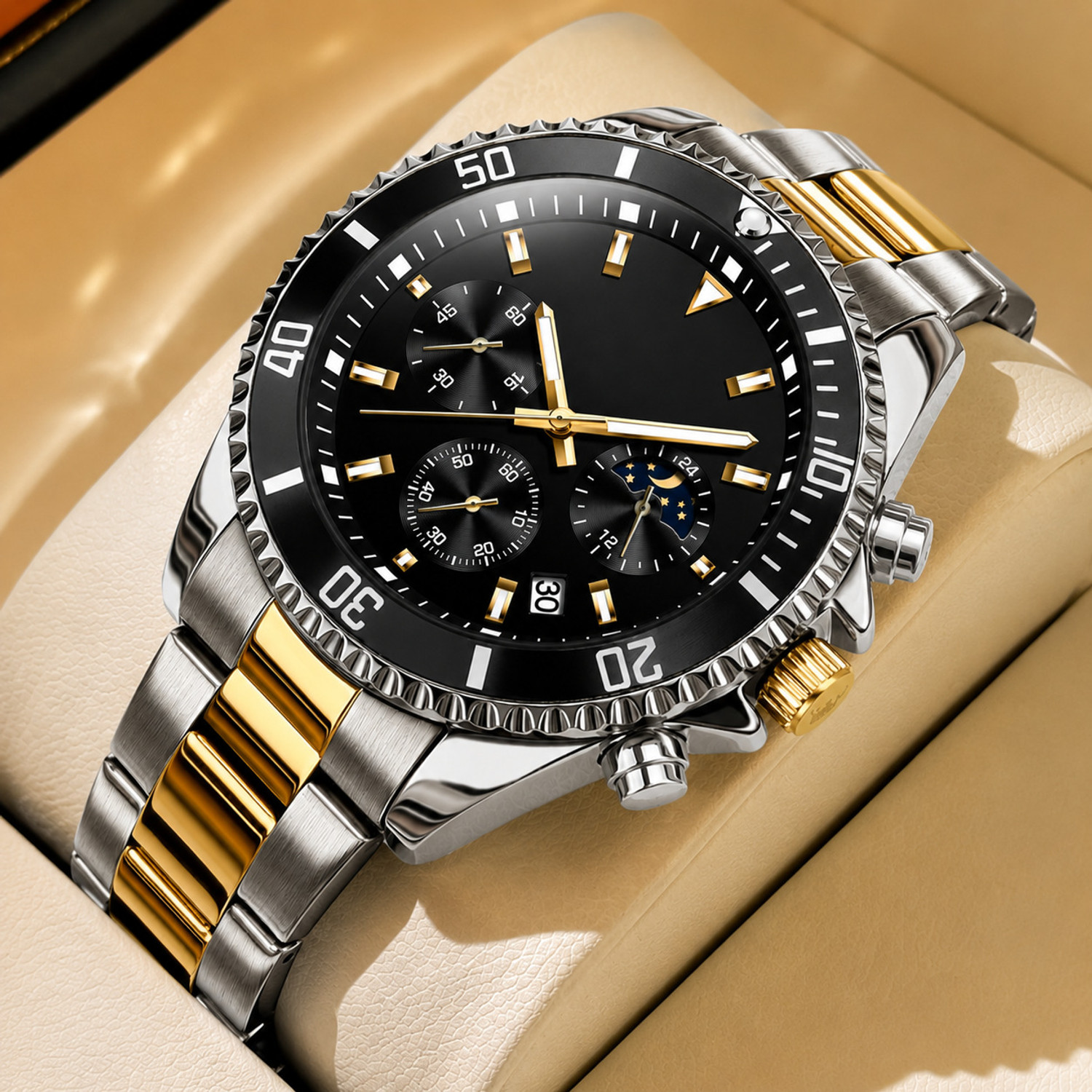 Image of Kitcone Analog mens watches watches for men 112J Analog Watch - For Men MENS WATCHES WATCHES FOR MENS LATEST STYLISH GOLDEN METAL DIAMOND STUDDED 112J