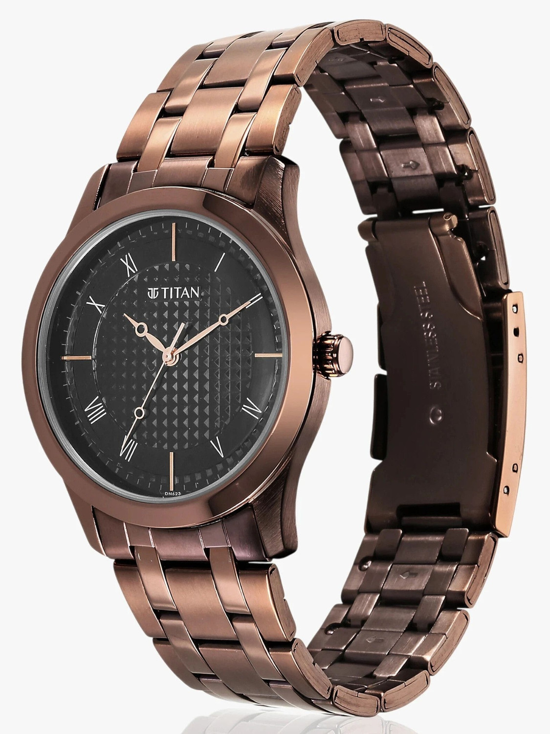 Titan Karishma Black Dial Brown Stainless Steel Watch - Image 1