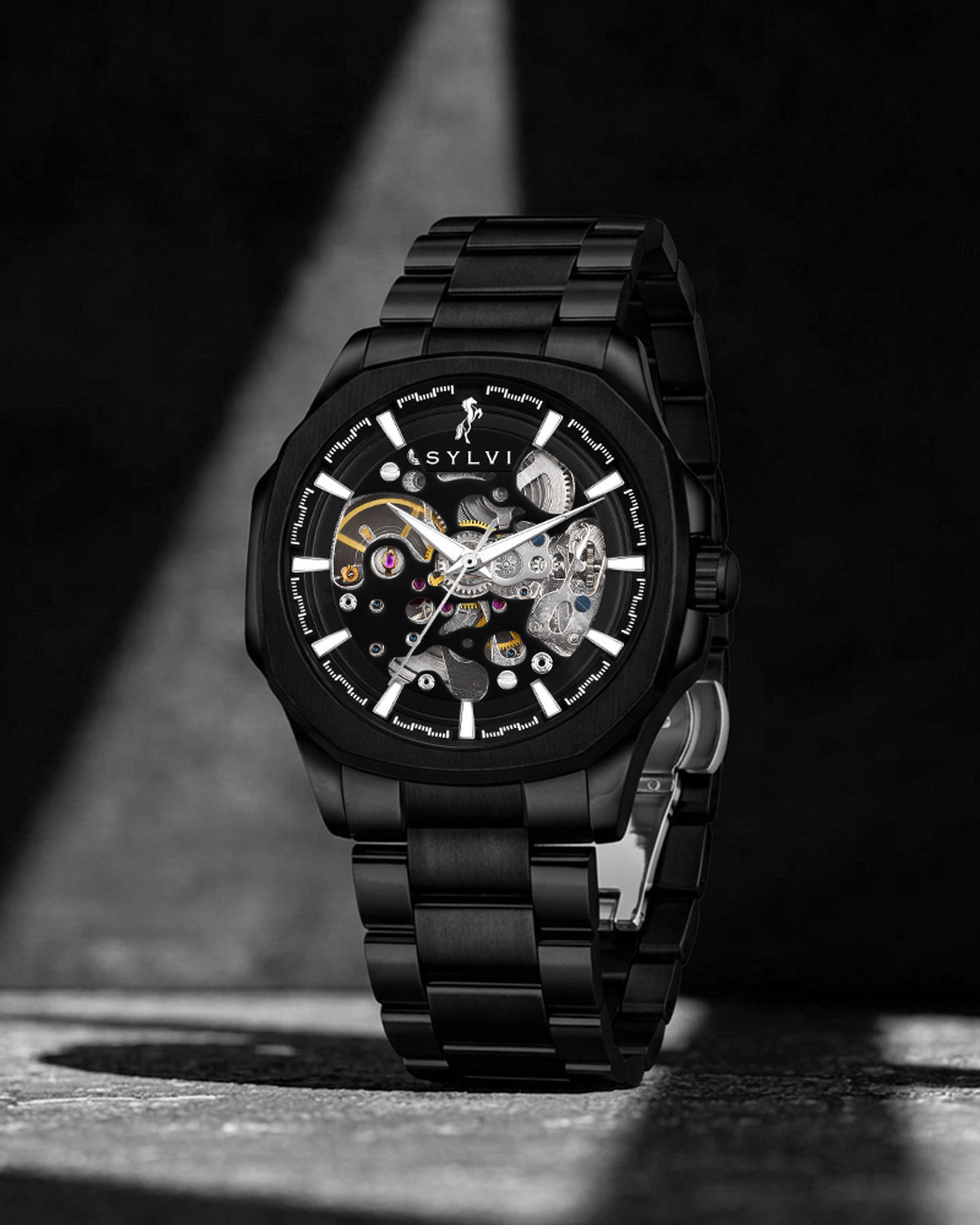 Image of Sylvi Analog Watch - For Men Automatic Black Stainless Steel Strap Watch for Men