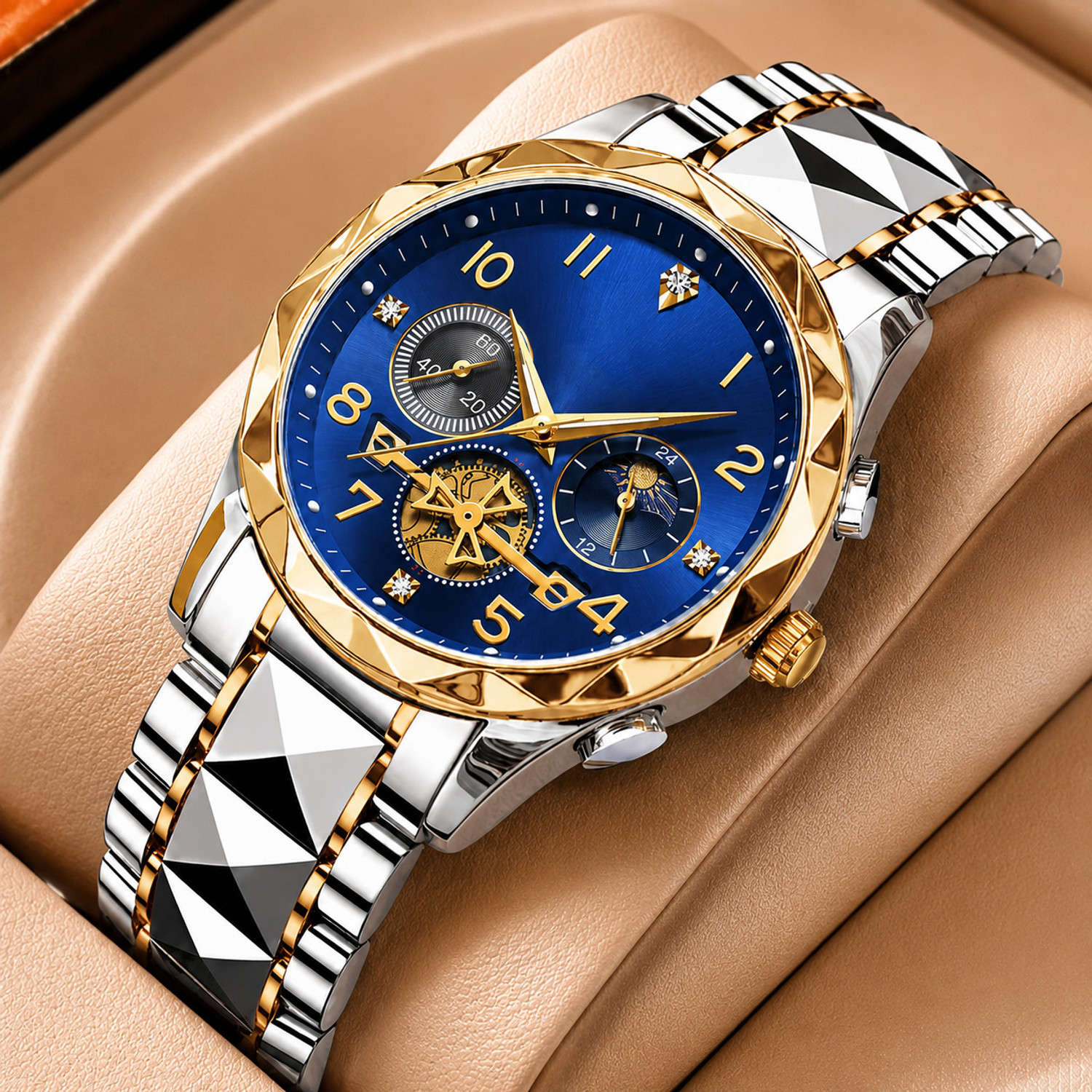 Image of Kitcone Analog mens watches watches for men - NIJ26 Analog Watch - For Men MENS WATCHES WATCHES FOR MENS LATEST STYLISH GOLDEN METAL DIAMOND STUDDED- NI26