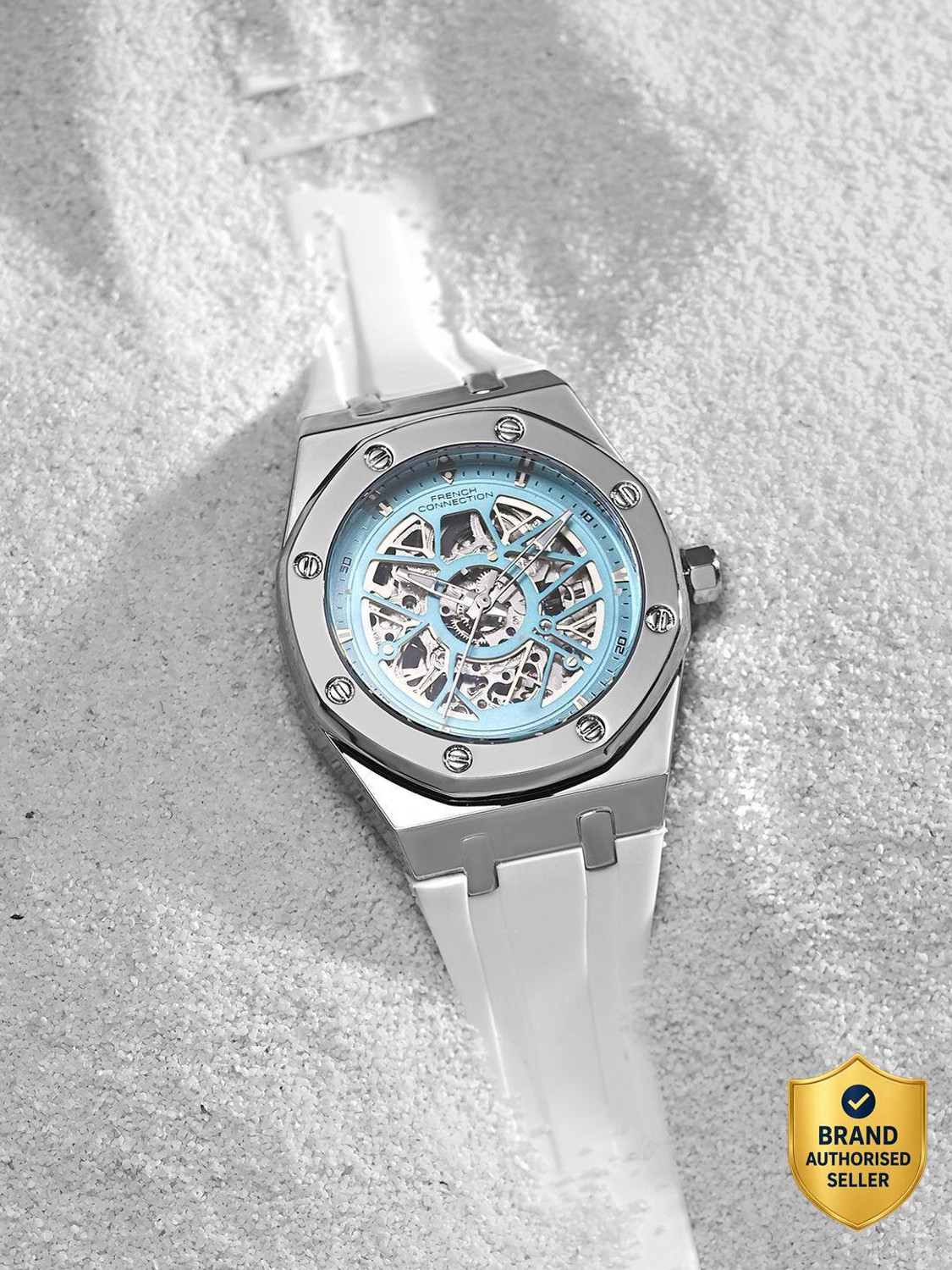French Connection Sky Blue Sunray Dial Men's Watch - Image 1