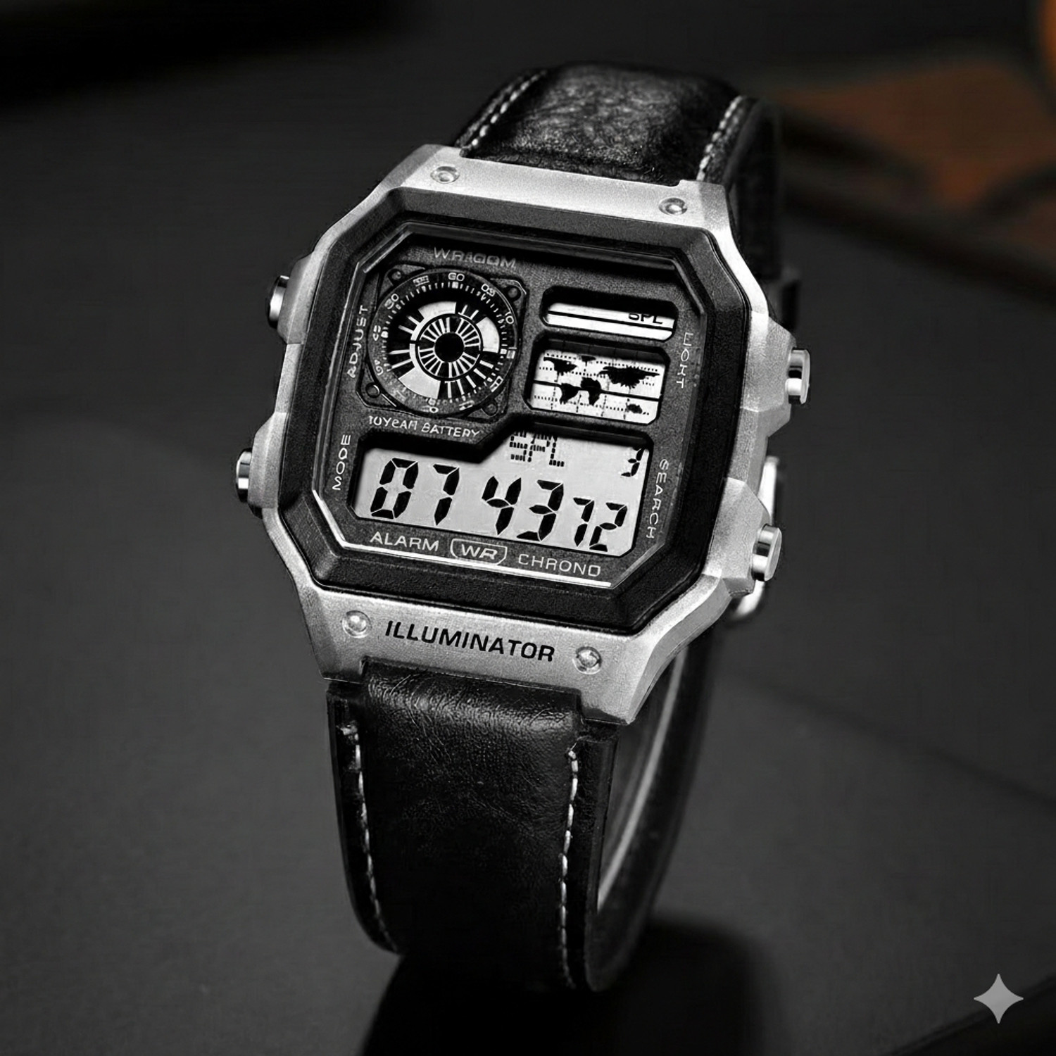Image of sapre.pro Leather strap Analog-Digital Watch - For Men Watch Black /Silver