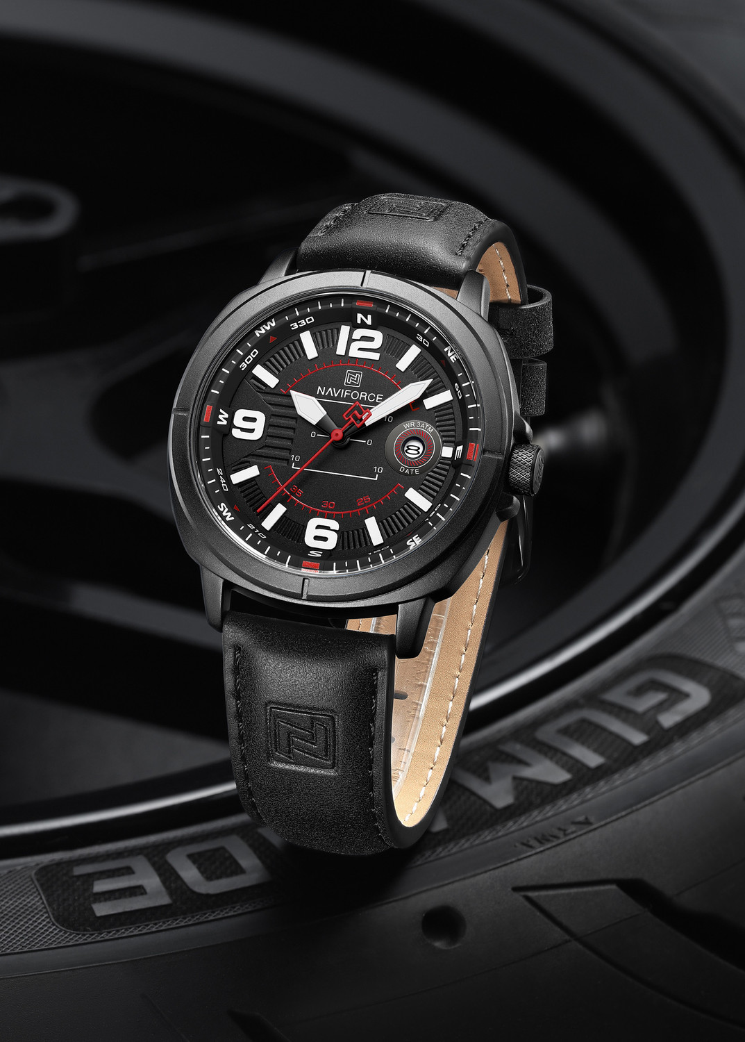 Image of NAVIFORCE Brown Men's Trendy Leather Strap Sports Waterproof Luminous Analog Watch - For Men NF9248L Simple and stylish
