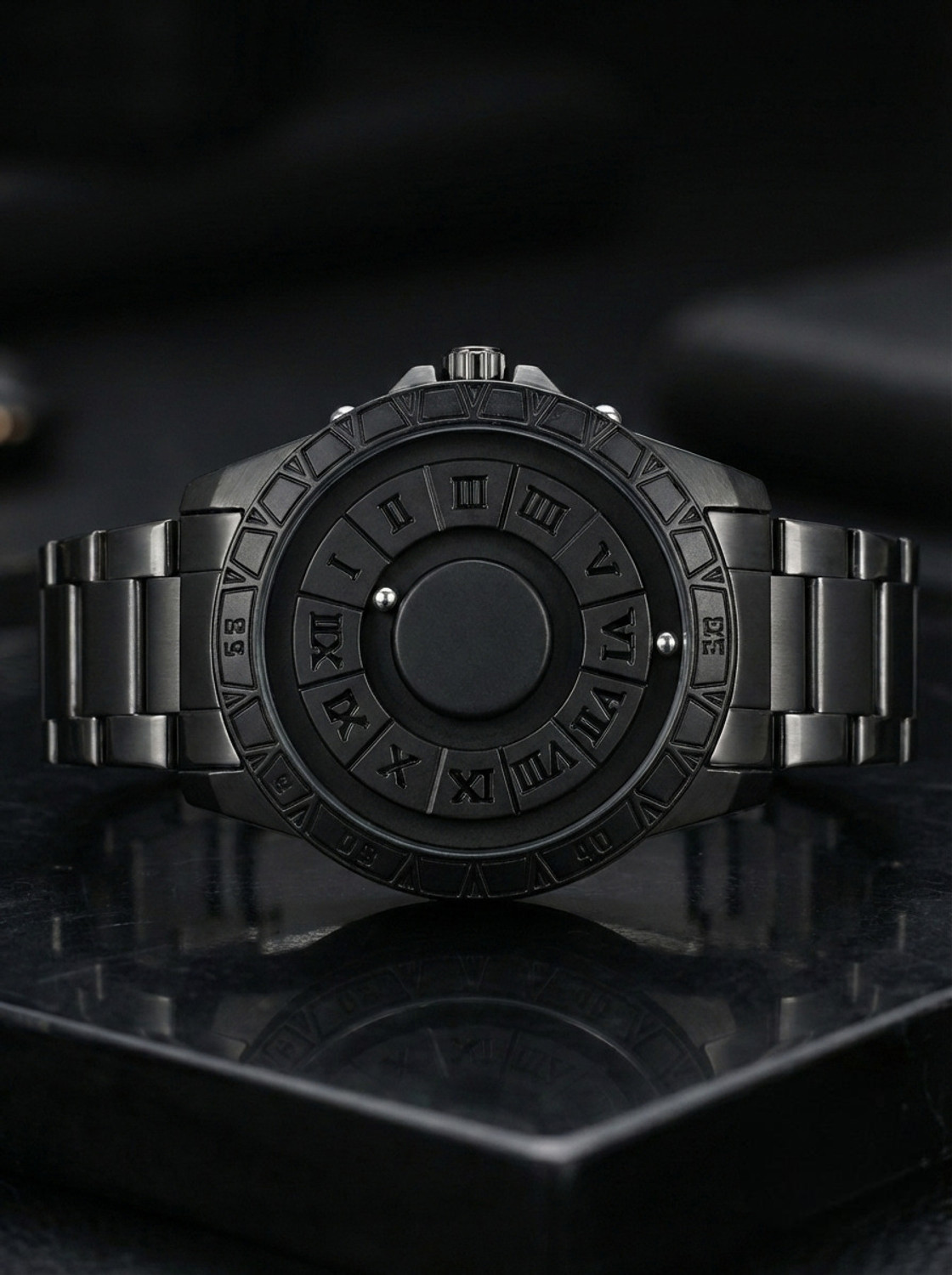 Image of ZENMO Magnetic Black Watch Magneto Analog Watch - For Men Magnetic Black Watch Magneto