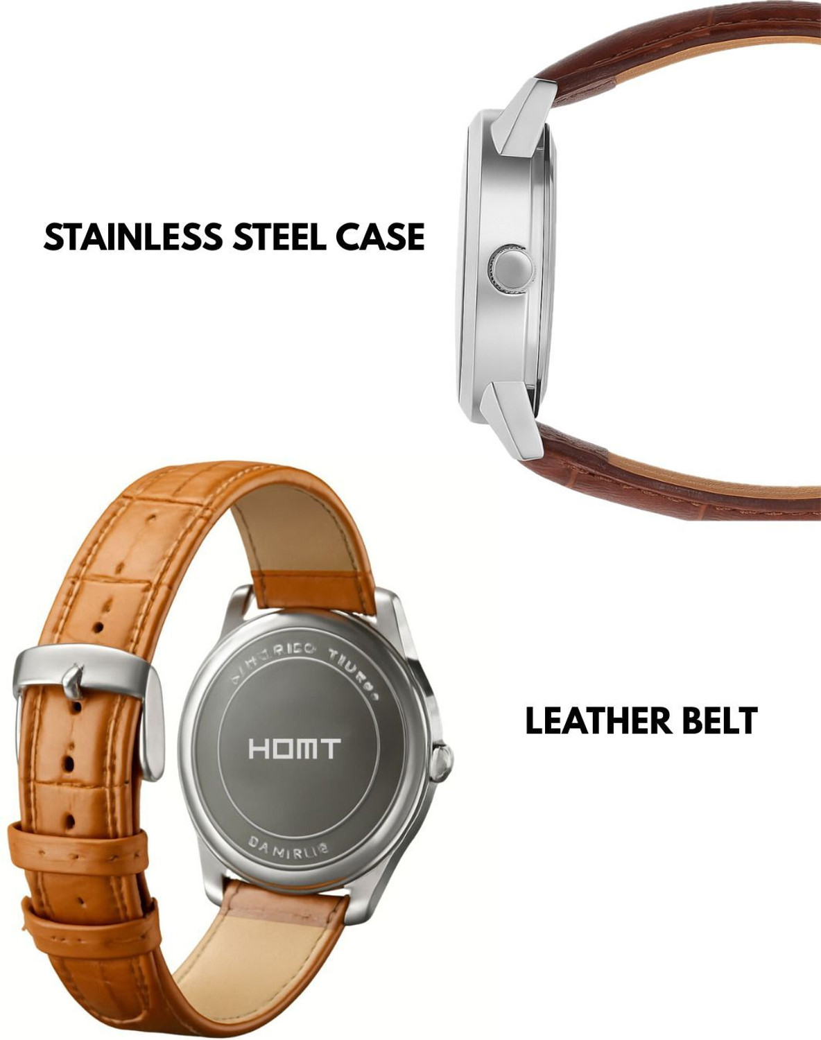 Image of homt Men's Watch Combo of 2 Leather Belt Brown & Green Quartz Analog Watch - For Men Pack Of 2 Wrist Watches ( Day-date working)