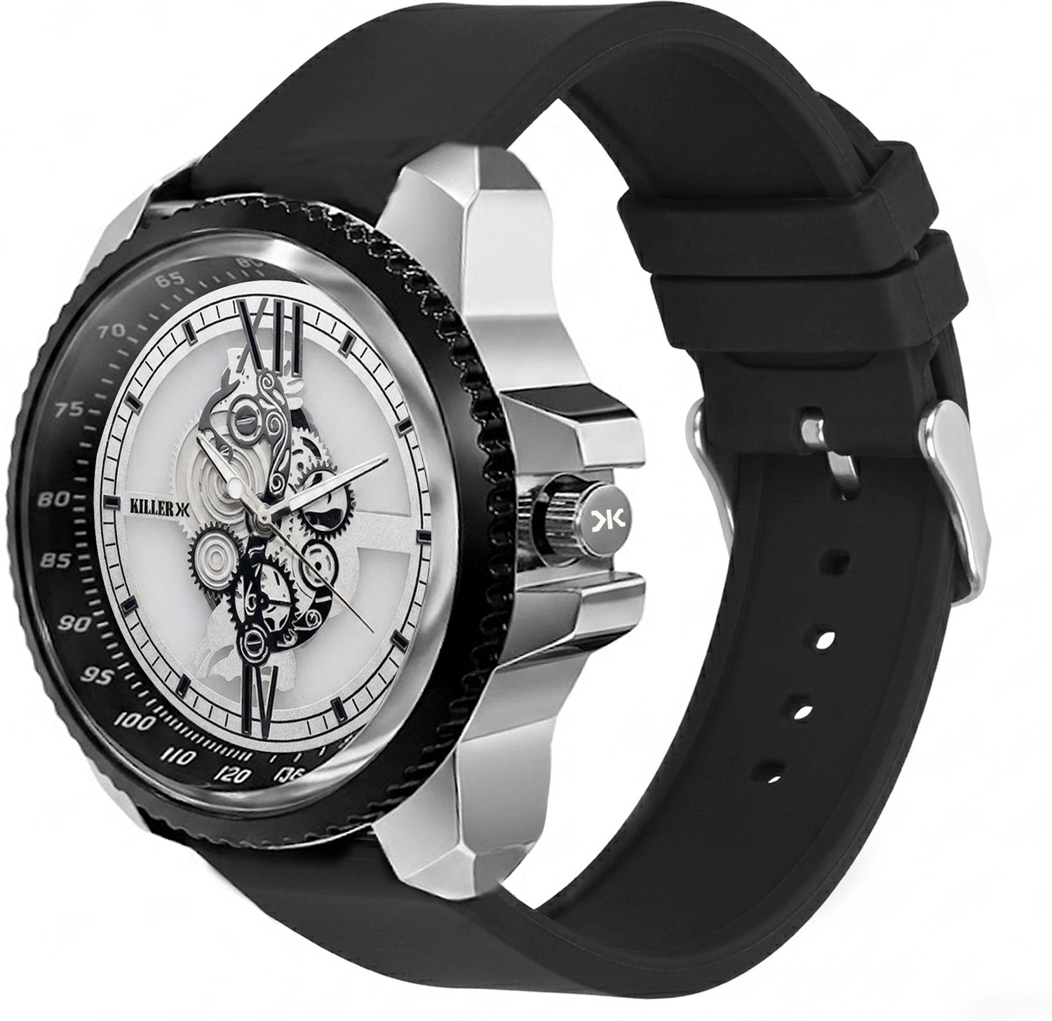 Image of KILLER Analog Watch - For Men | with Designer Skeleton Dial Silicone Strap | Stylish Casual Wear Wrist Watch