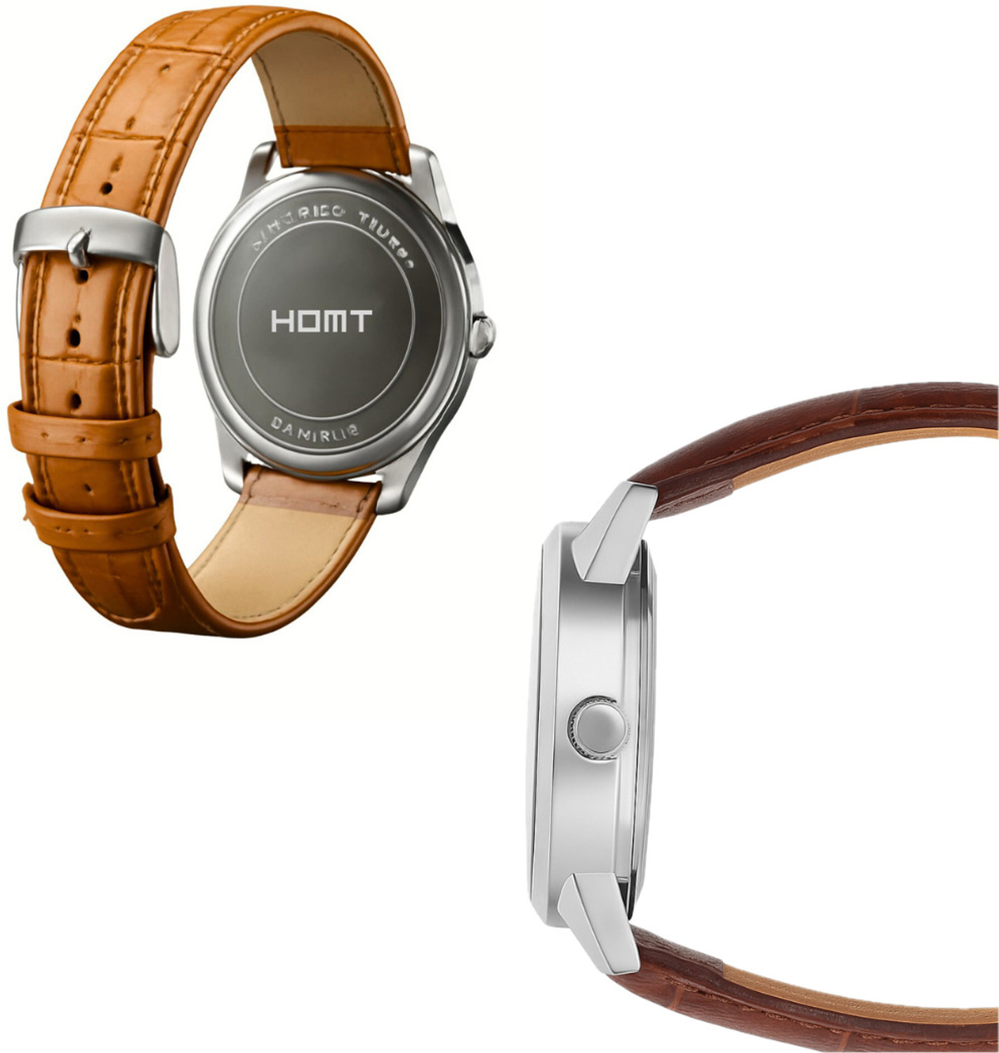 Image of homt Silver Round 38mm Brown Belt Quartz Analog Watch - For Men T0043YL01 - 38mm #JustHere