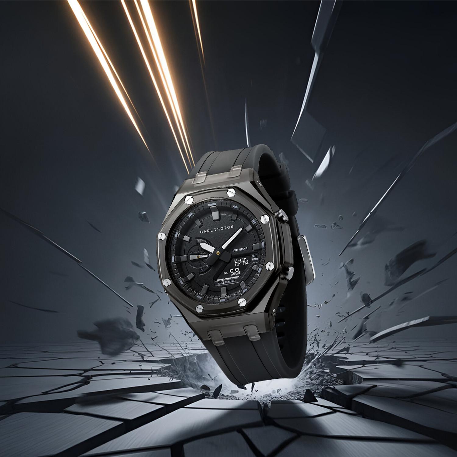 Image of Carlington Velocity Series Analog-Digital Watch - For Men CT 8088 Black