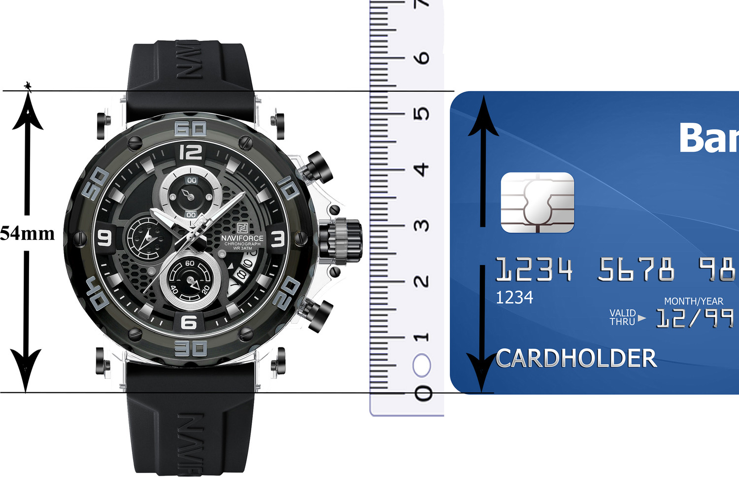 Image of NAVIFORCE Dominant Black with white Chronograph dial with Silicone strap Analog Watch - For Men 7123 Bold Sporty