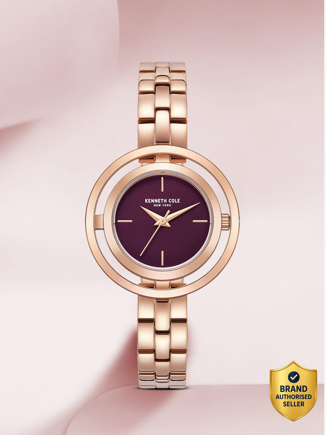 Kenneth Cole Kenneth Cole Purple Dial Rose Gold Stainless Steel Strap Analog Watch - For Women