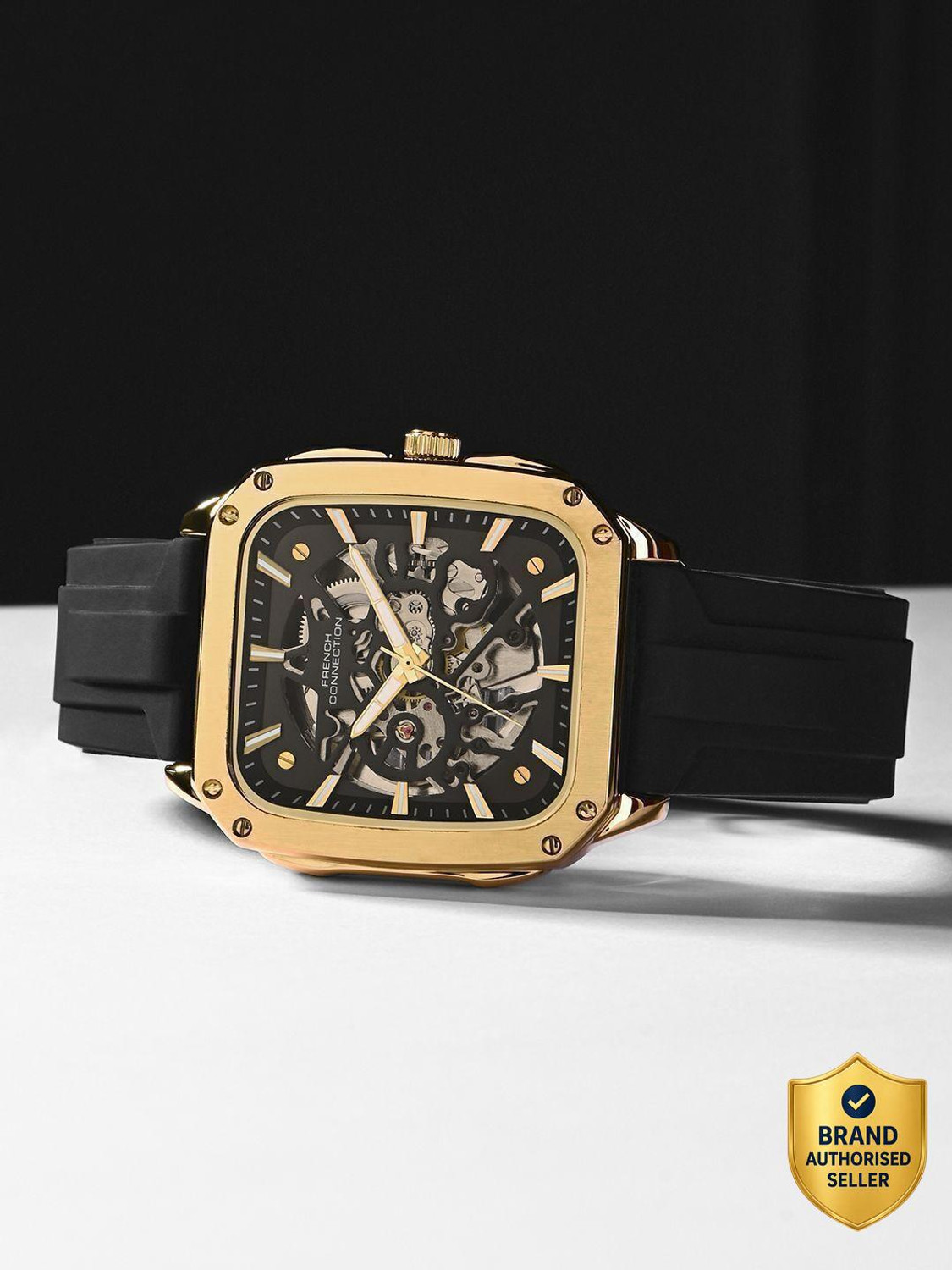 French Connection SILOFLEX Black Sunray Square Dial - Image 1