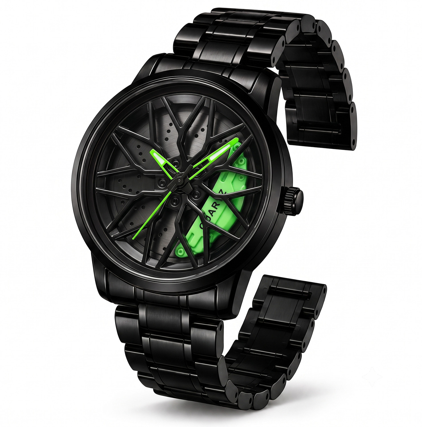 SINGGI Car Wheel Style Analog Watch - Green - Image 1
