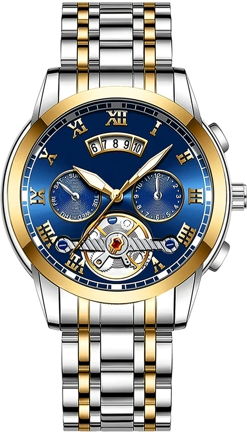 Image of Kitcone Analog mens watches watches for men - NIJ26 Analog Watch - For Men MENS WATCHES WATCHES FOR MENS LATEST STYLISH GOLDEN METAL DIAMOND STUDDED- NI26