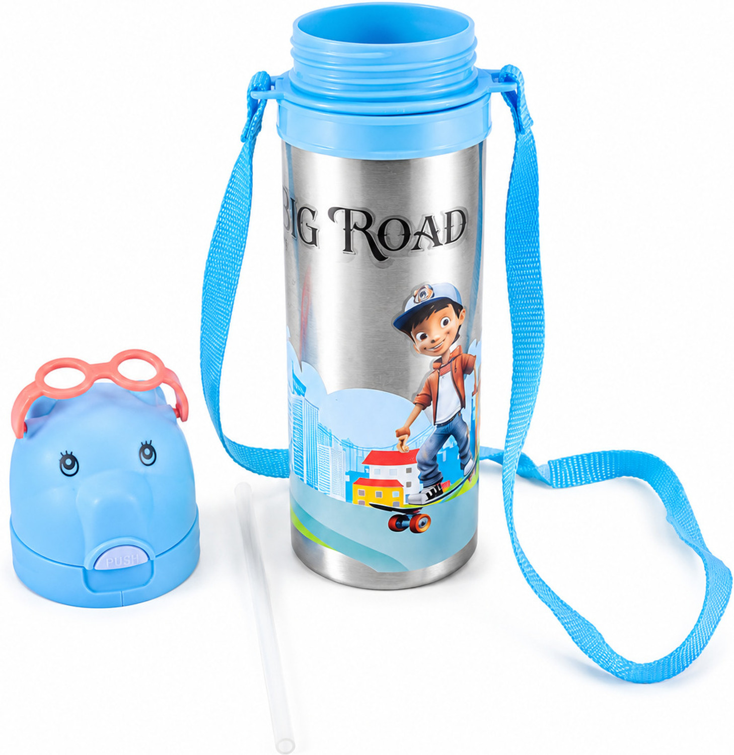 Image of ZERANO ENTERPRISES Premium Kids Stainless Steel Water Bottle with Cartoon Design 600 ml Water Bottle (Set of 1, Multicolor)