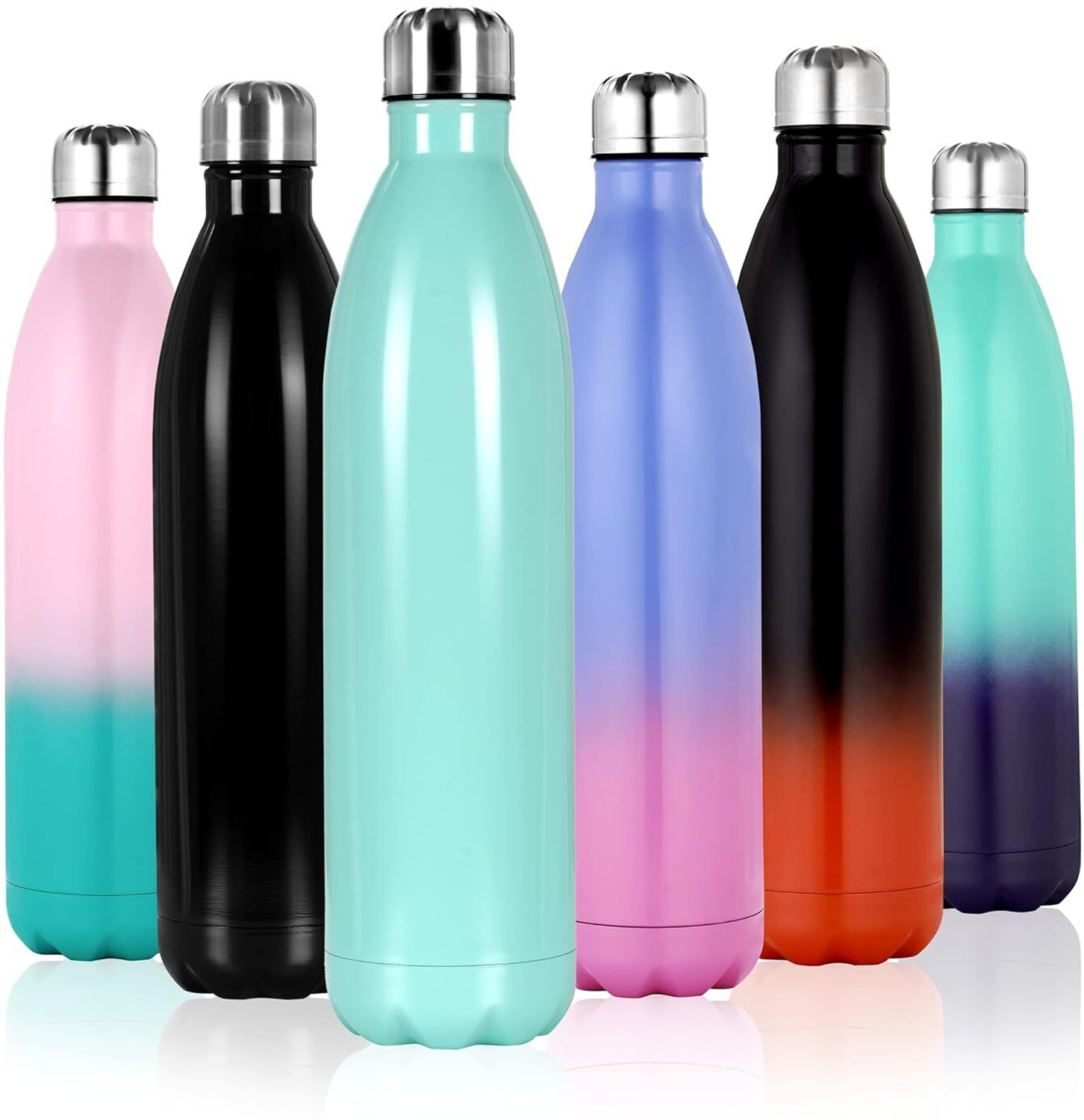 Image of BluNeo Stainless Steel Combo 3 Leak proof Water Bottle with 3X DURABLE Colour Coating 1000 ml Steel Bottle (Pack of 3, Blue, Red, Silver)