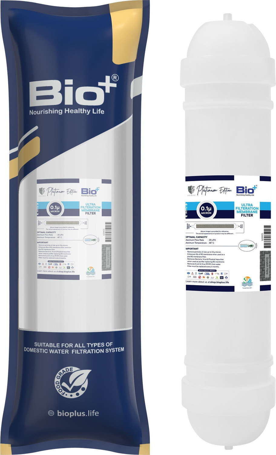 Image of Bioplus 3-in-1 RO Filter Set - GAC & ZnCu H2AAA and Sediment Filter for Water Purifiers Media Filter Cartridge (Filters Up to 5 Micron, Pack of 3)