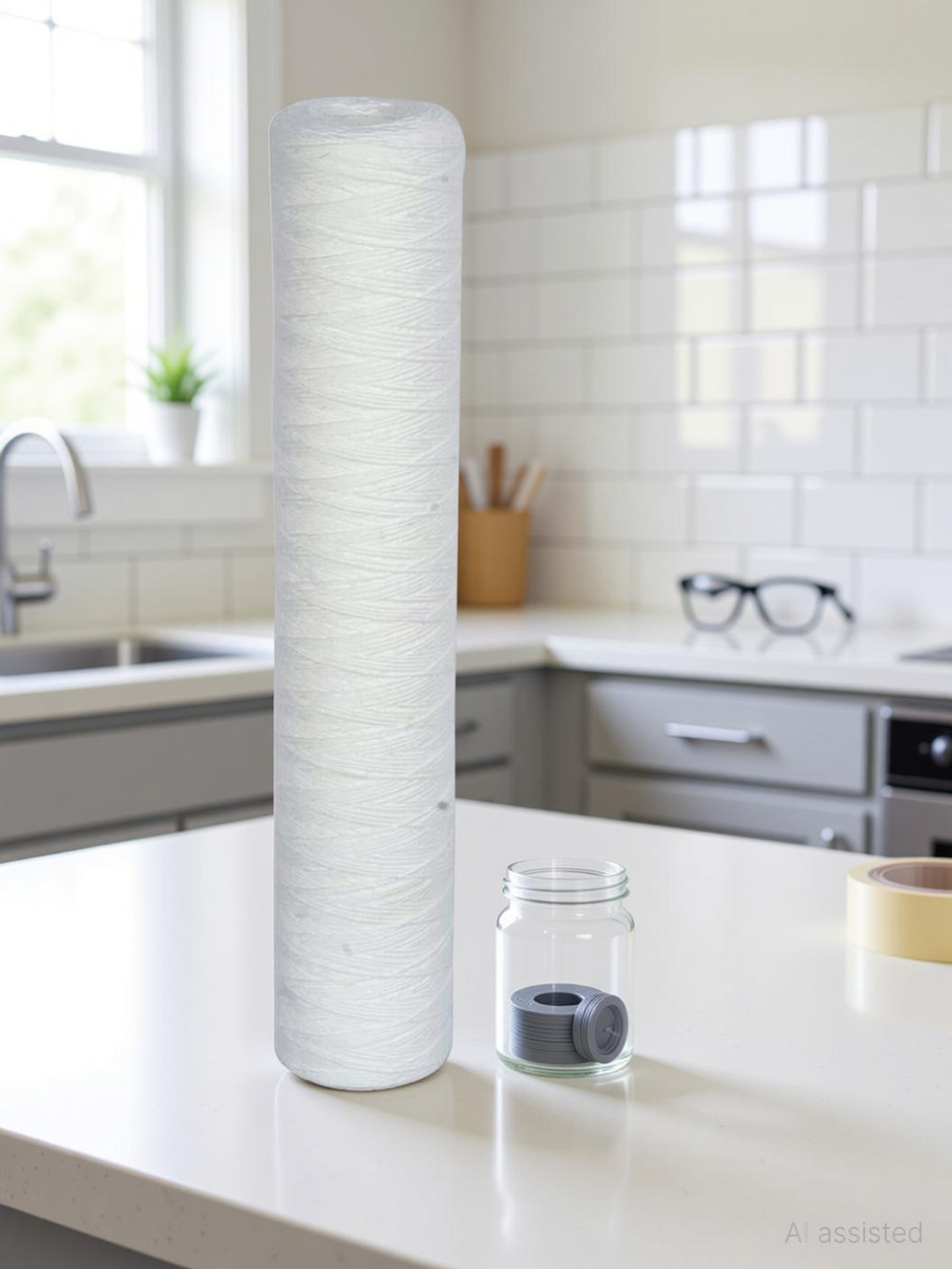 Image of MG WATER Merlin 10inch Spun Filter Cartridge for RO Water Purifier|Sediment Pre Filter 56 Solid Filter Cartridge (5, Pack of 4)