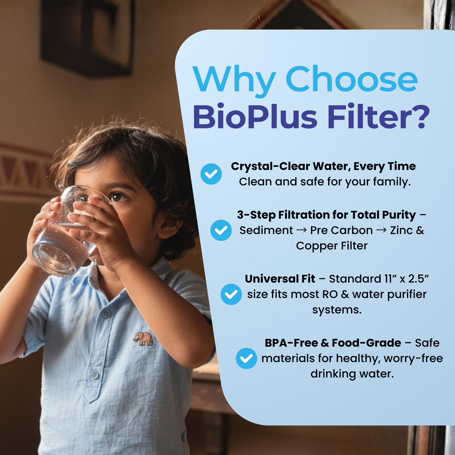 Image of Bioplus 3-in-1 RO Filter Set - GAC & ZnCu H2AAA and Sediment Filter for Water Purifiers Media Filter Cartridge (Filters Up to 5 Micron, Pack of 3)