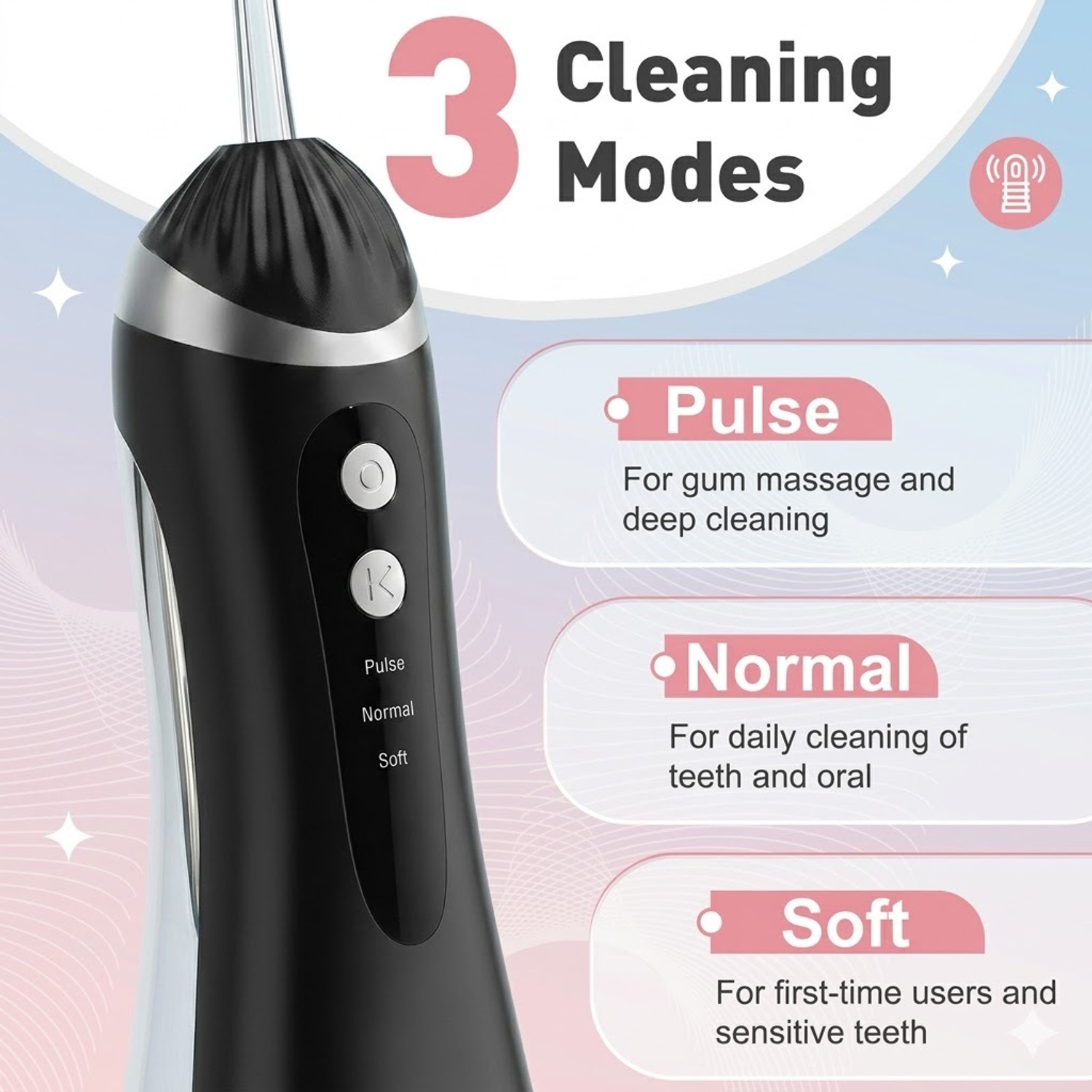 Image of DIOXIT Oral Irrigator with 3 Modes 4 Jets Rechargeable Cleaner, 200ml Water Tank Water Flosser (Cordless)