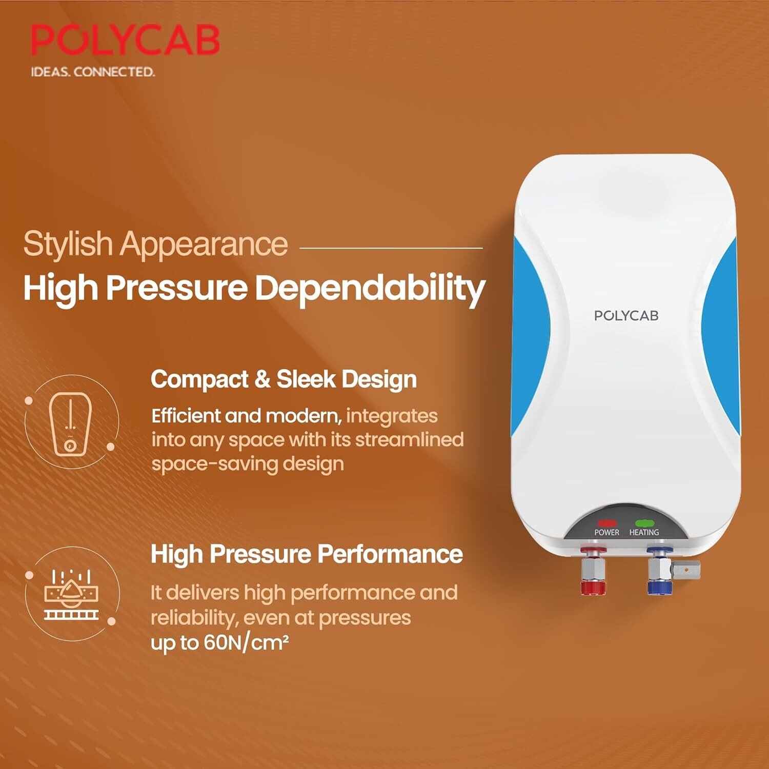 Image of Polycab 3 L Instant Water Geyser (Intenso, White and Blue) (White and Blue)