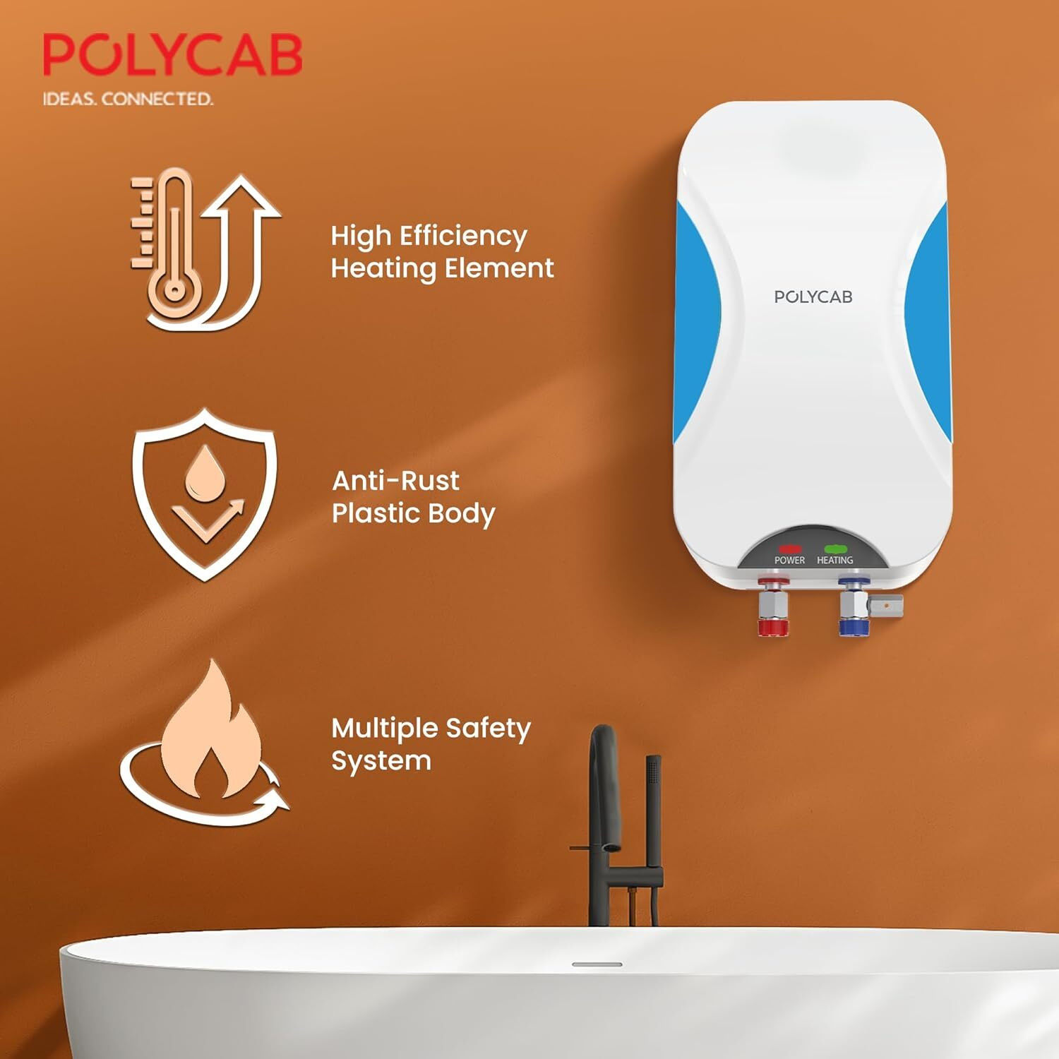 Image of Polycab 3 L Instant Water Geyser (Intenso, White and Blue) (White and Blue)