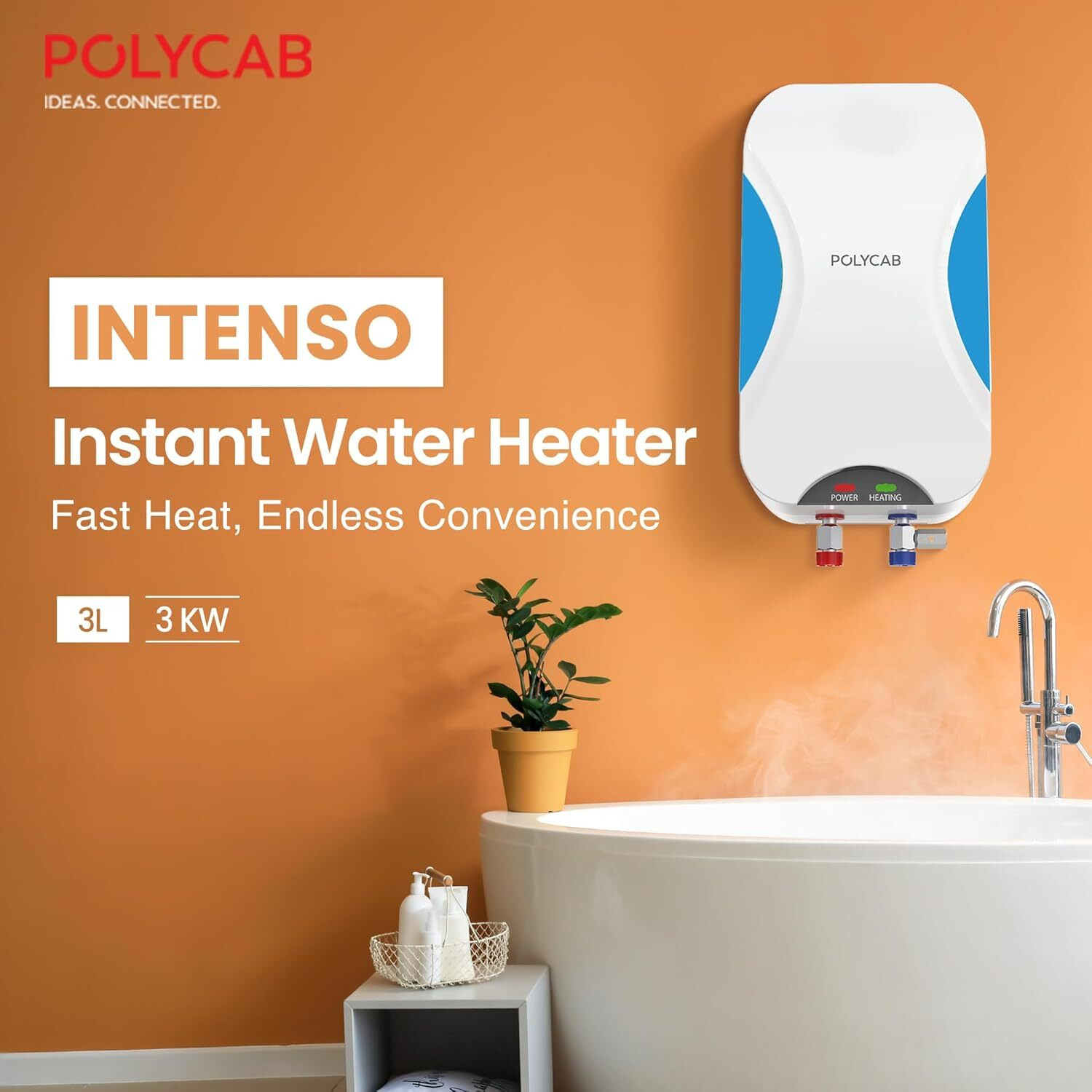 Image of Polycab 3 L Instant Water Geyser (Intenso, White and Blue) (White and Blue)