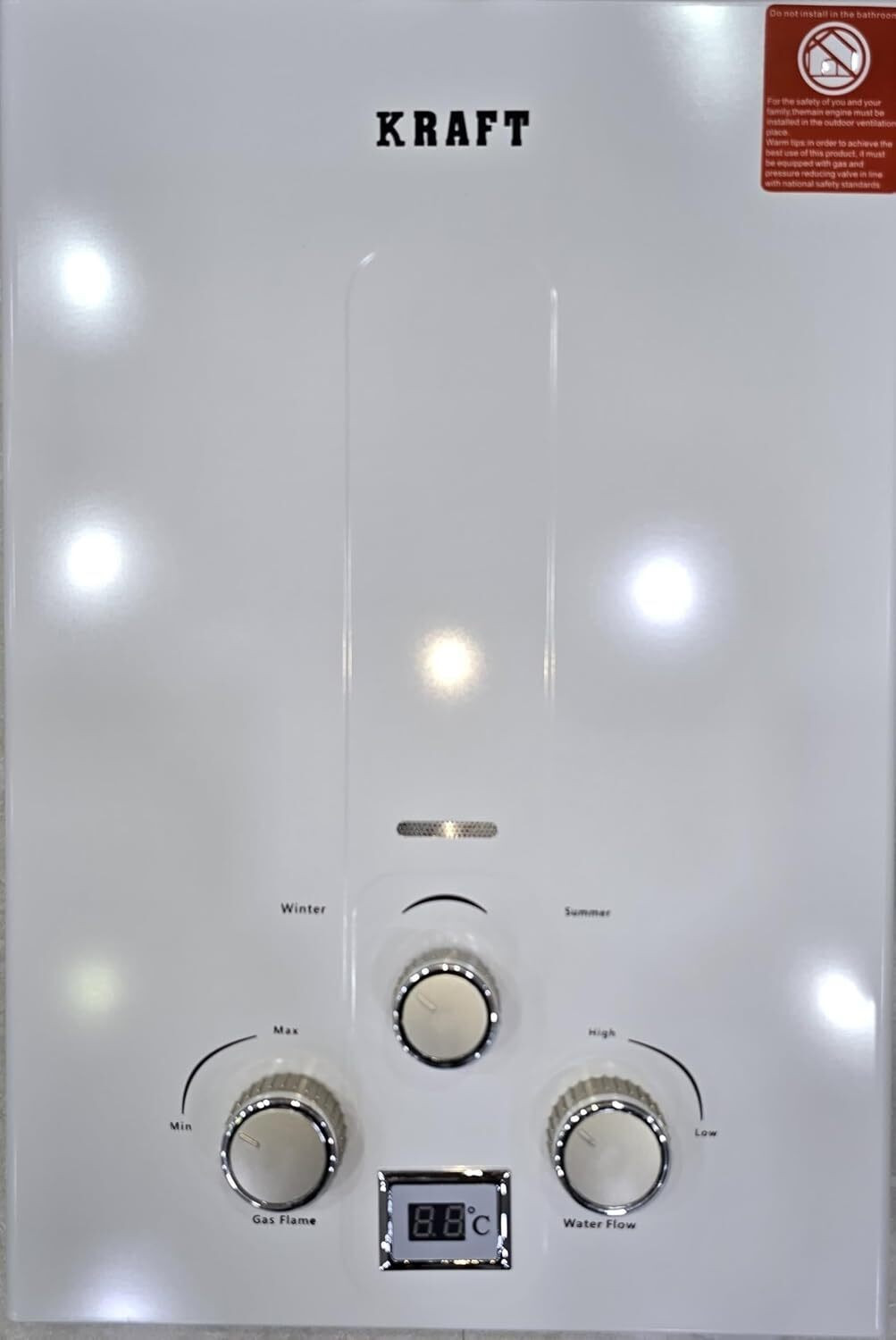 Image of Deco 6 L Gas Water Geyser (6 L Pacific Gas, White, Brow) (White, Brow)