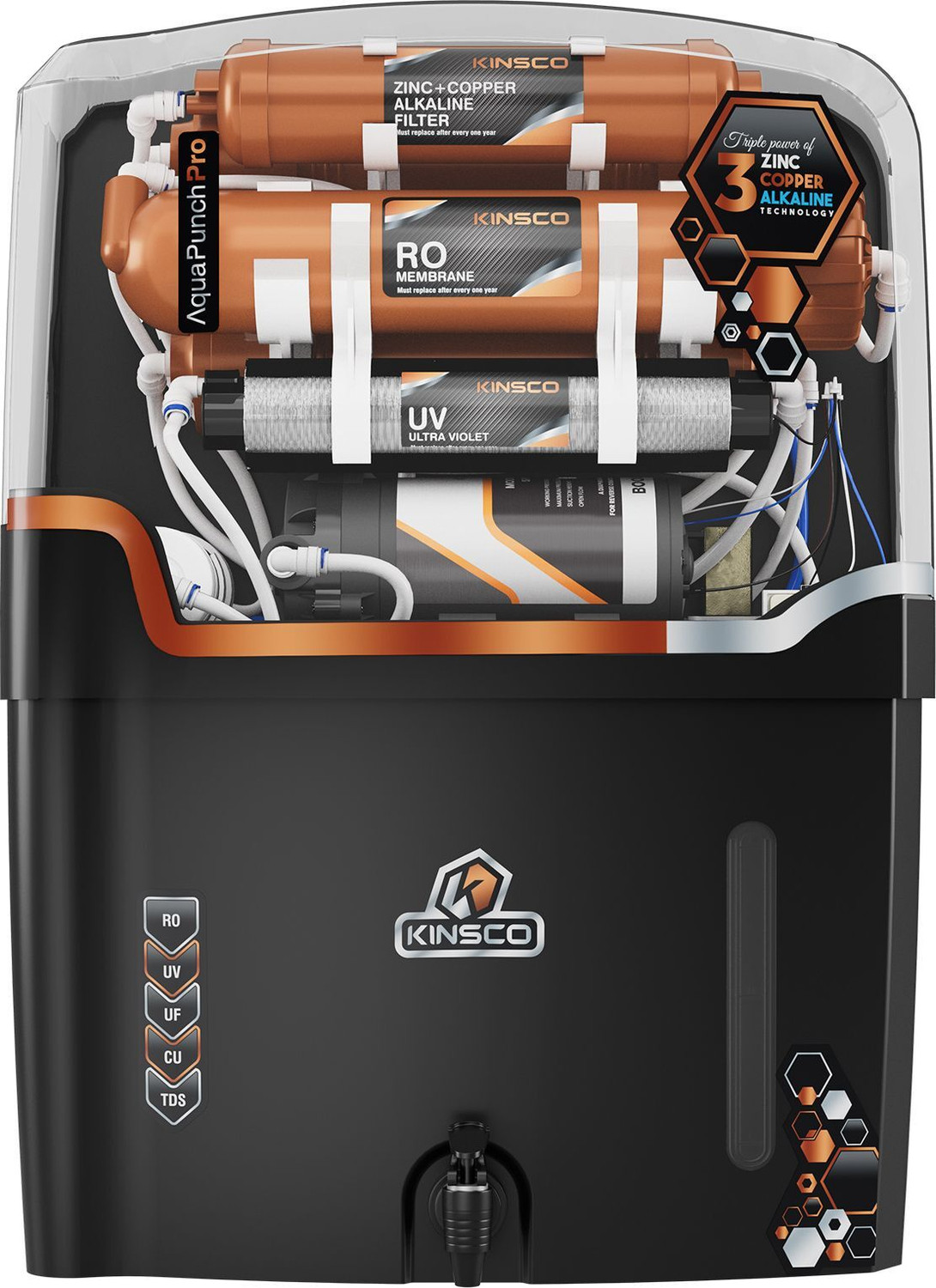 Image of NEXUS SERIES liv Alkaline water theraphy 12 L RO + UV + Copper Water Purifier (Black)