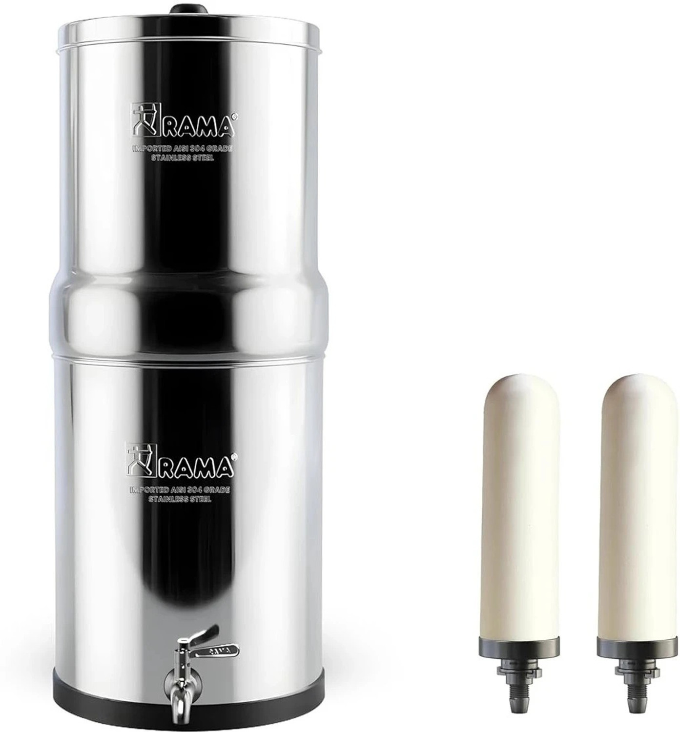 Rama Stainless Steel Non Electric Filter 8L Storage With 2 Spirit Candle & SS tap 17 L Gravity Based Water Purifier