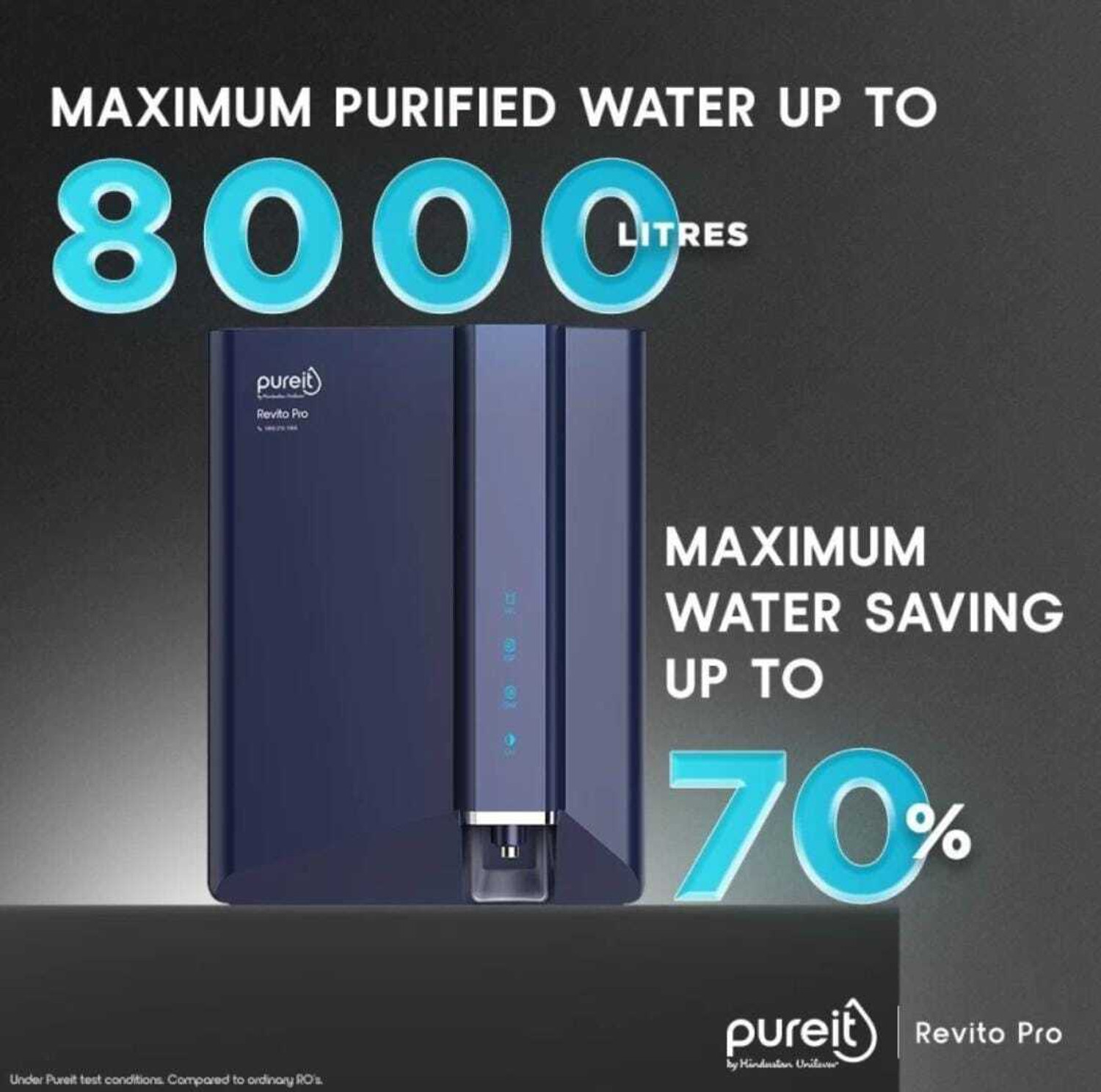 Image of Pureit Revito pro 8 L RO + UV + Minerals Water Purifier (Blue)