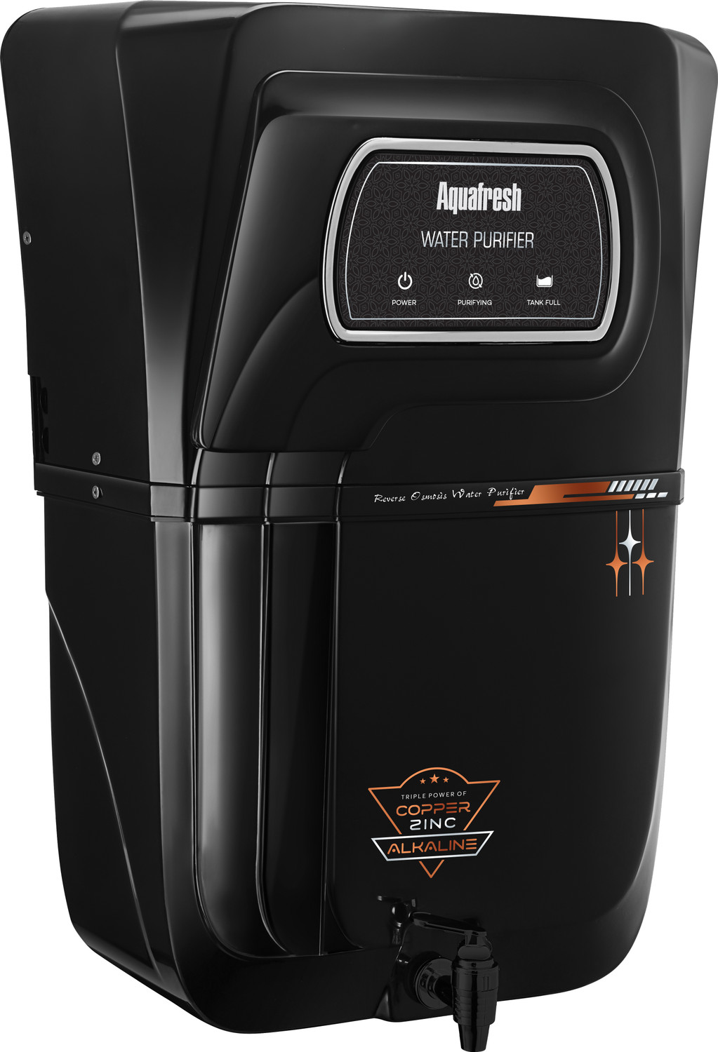 Image of Aqua Fresh NIOX RO UV UF Copper Alkaline LED Display 1 Year Warranty Plus 3 Year Service 18 L RO + UV + UF + Copper + Alkaline + Minerals + TDS Control Water Purifier (Black)