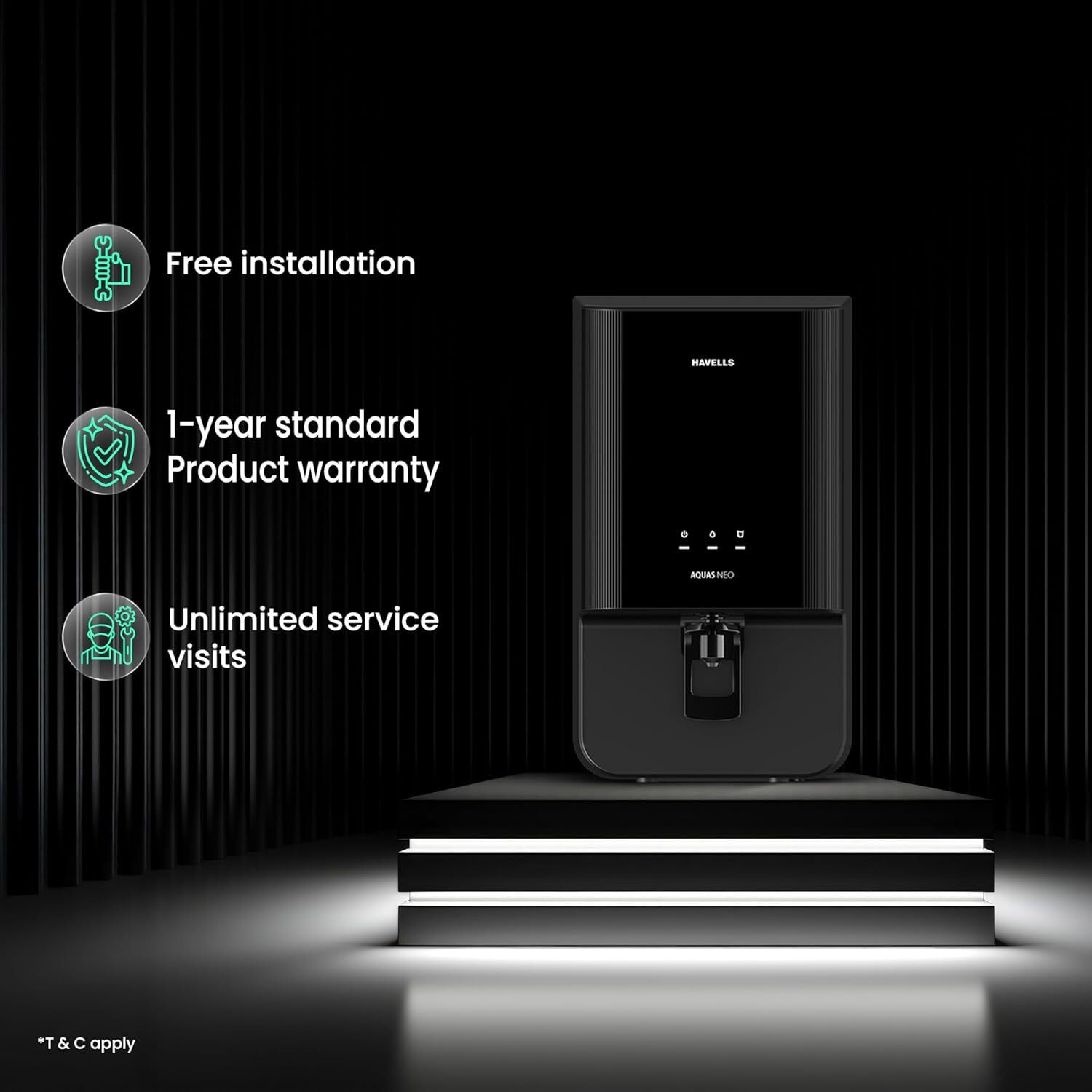 Image of HAVELLS Aquas Neo 7 L RO + UF Water Purifier (Black)