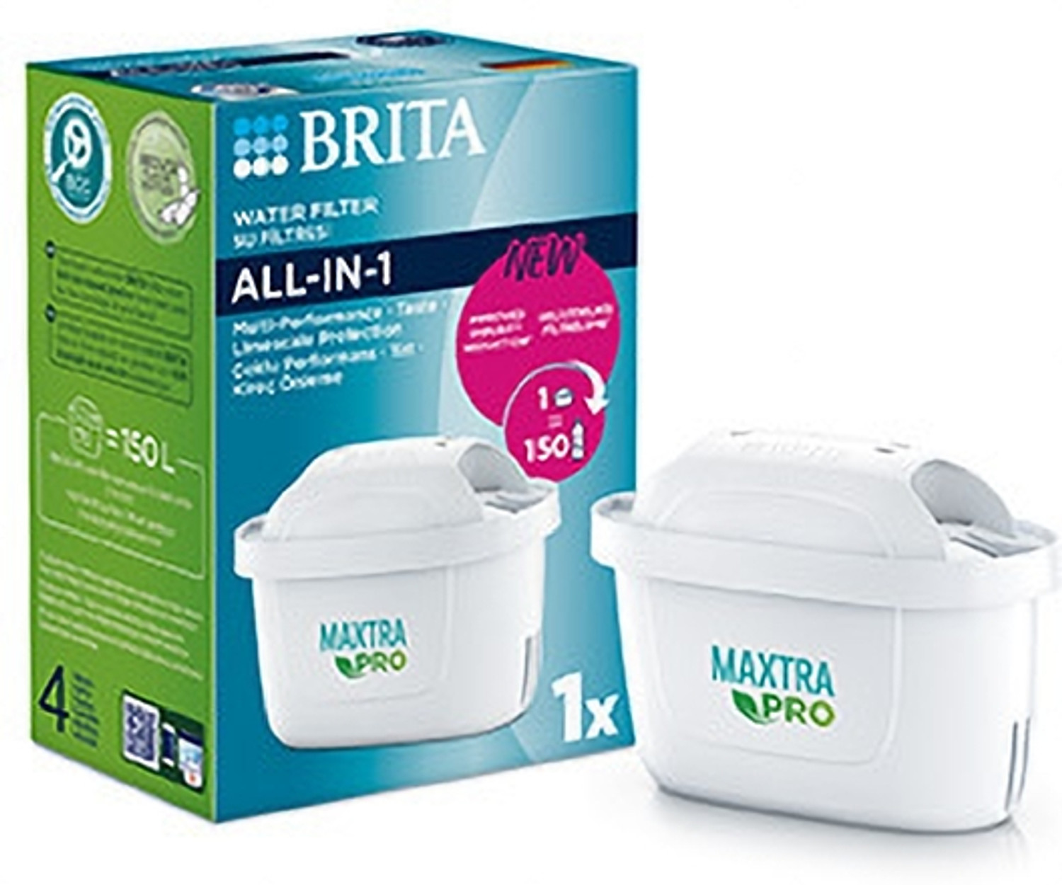 Image of BRITA MAXTRA PRO All-in-1 Water Filter Cartridge Pack 31 450 L Gravity Based Water Purifier (White)