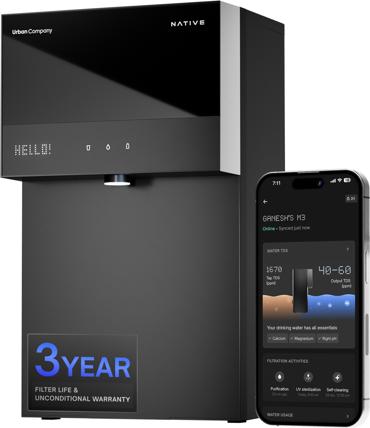 Native M3 Pro 6L RO+UV+Alkaline+Minerals Water Purifier - Image 6