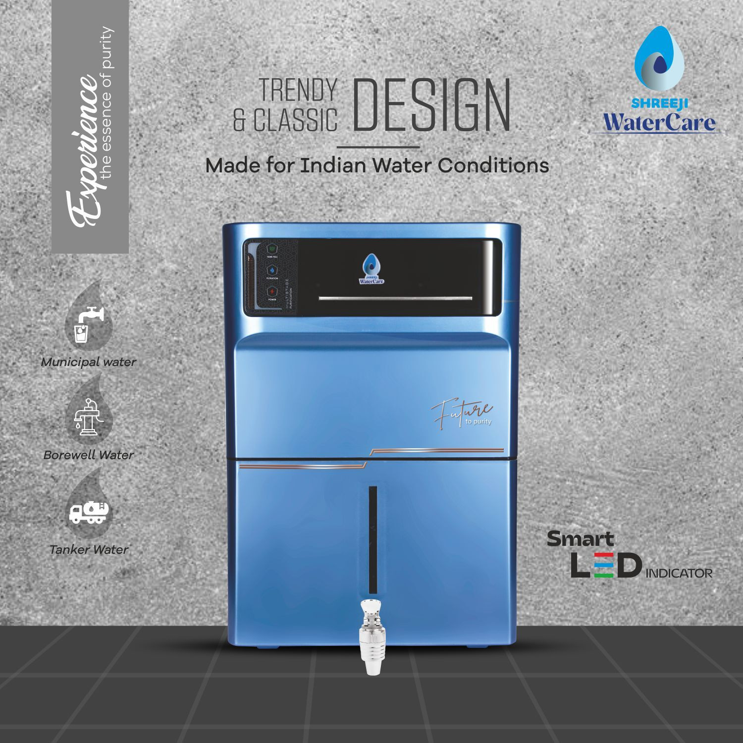 Image of SHREEJI WATER CARE 7-Stage RO Water Purifier 12 L RO + In-Tank UV + UF + TDS Control Water Purifier (Blue)