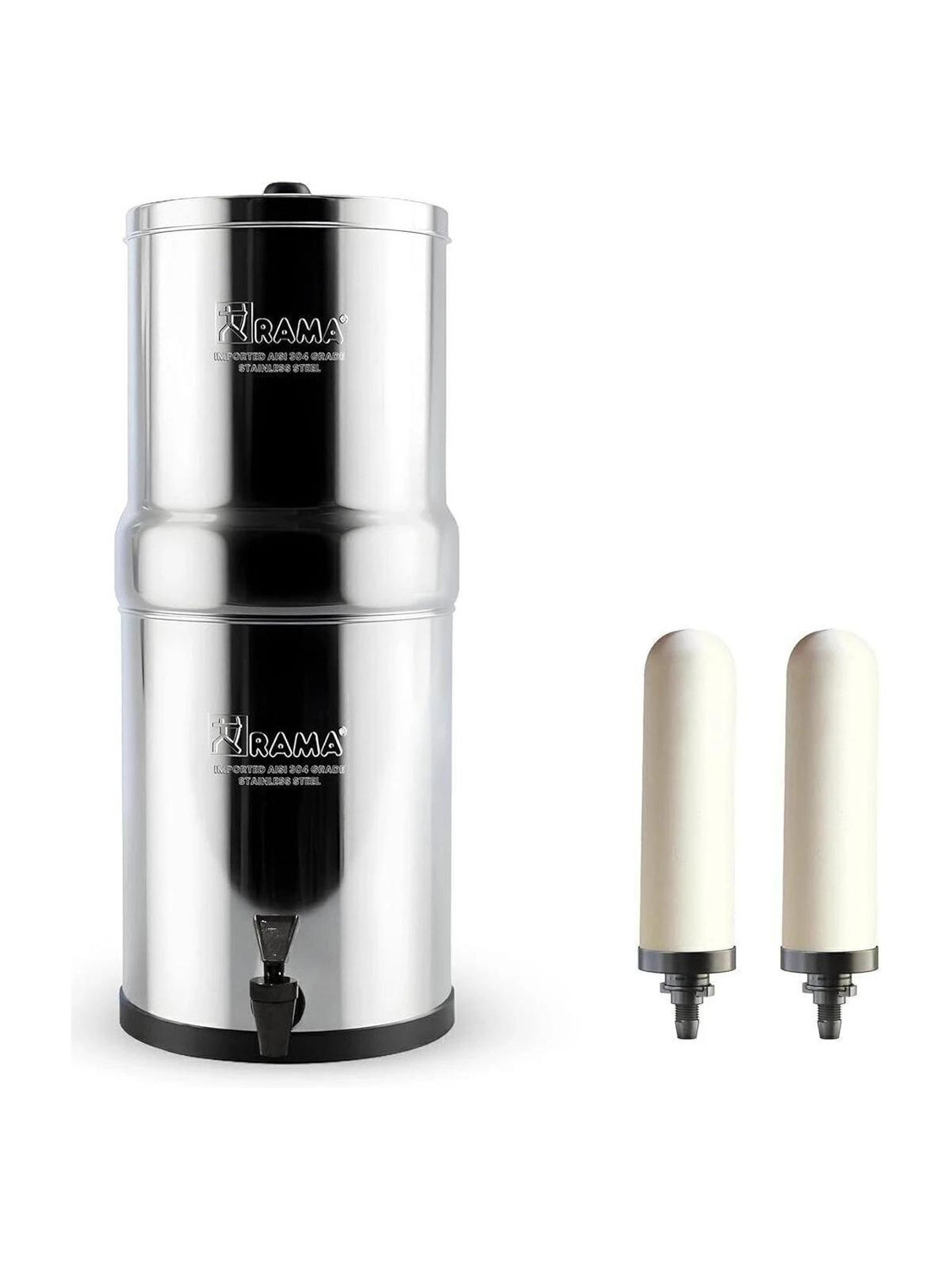 Rama Stainless Steel Non Electric Filter | 8L Storage With 2 Spirit Candle & PP tap 17 L Gravity Based Water Purifier