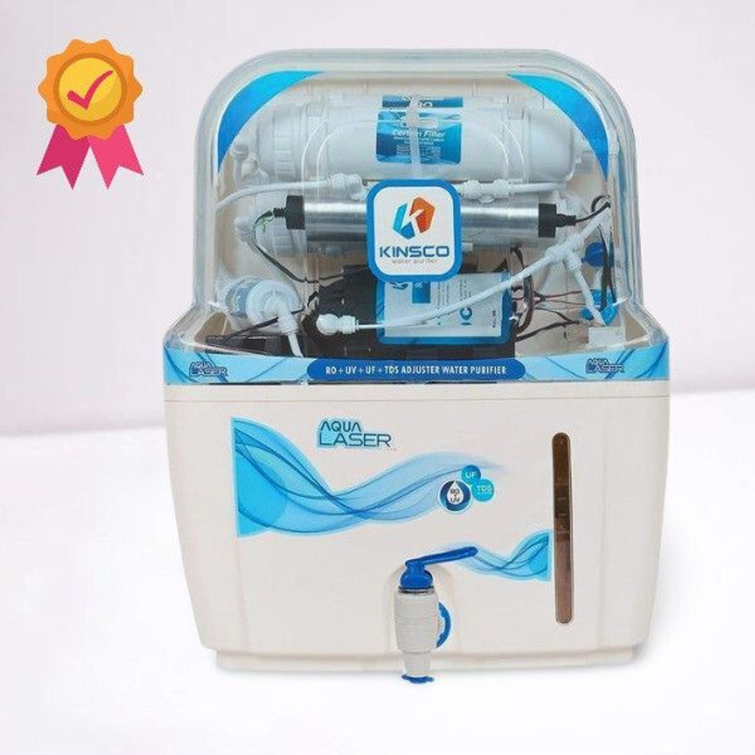 Kinsco Aqua Style 15 liter purifier for 100% water filtration with UV 15 L RO + UV + UF + TDS Control Water Purifier with Prefilter