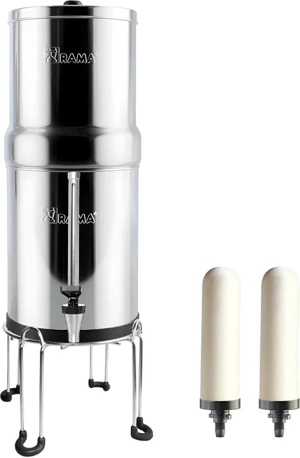 Rama Stainless Steel Non Electric Filter | 8L Storage, 2 Spirit Candles & SS Stand 17 L Gravity Based Water Purifier