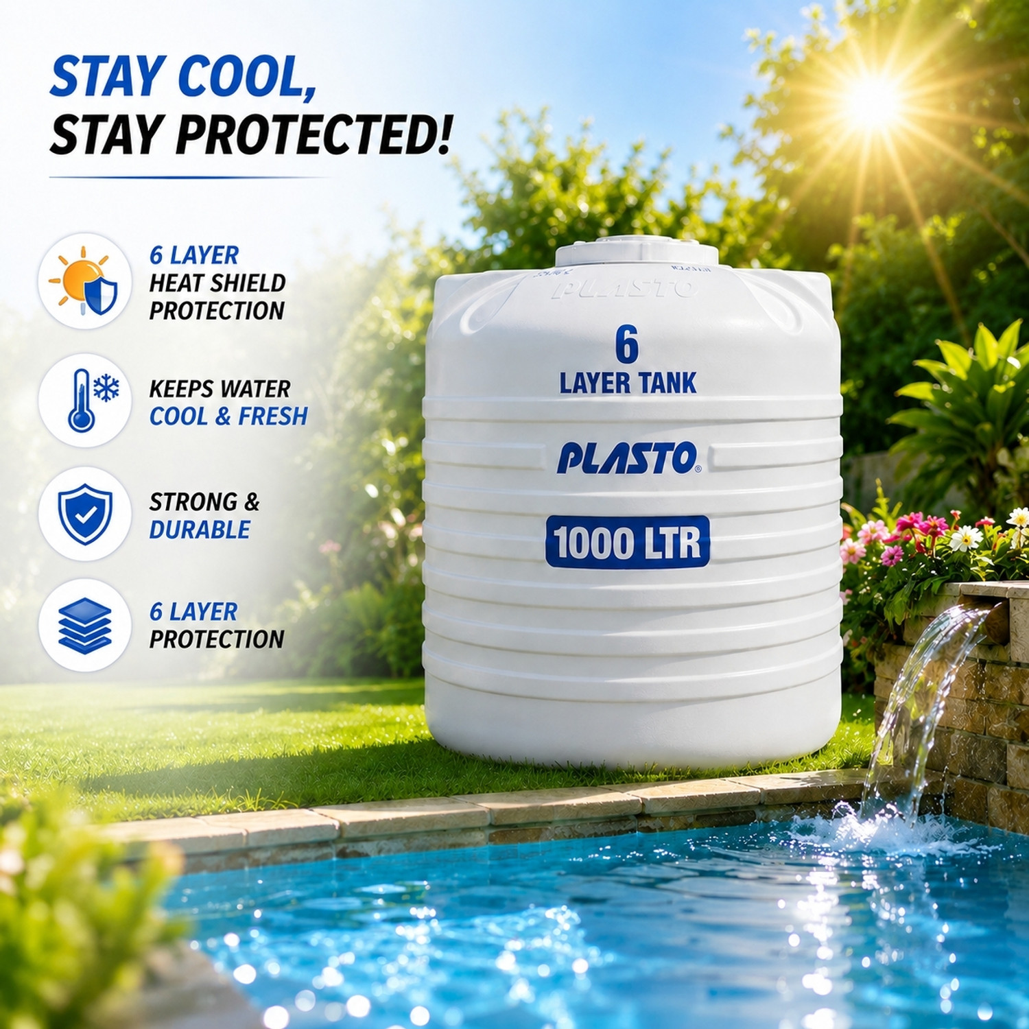 Image of Supreme Ecosil 1500 Litre 4 Layer Water Storage Tank 1500 L Water Tank (Plastic)