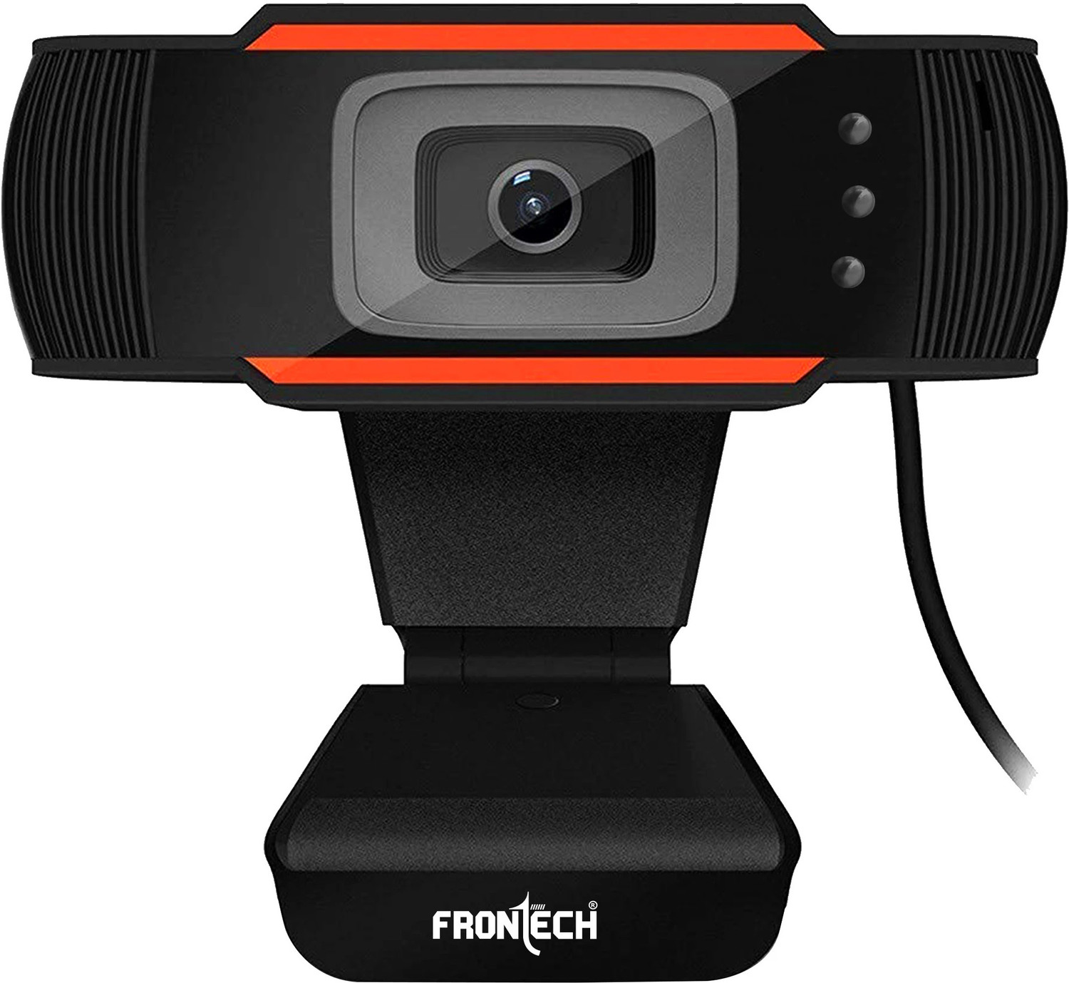 Image of Frontech FT-2255 USB Webcam-1280x720 High-Resolution CMOS Sensor|Built-in Mic| LED Lights HD Webcam 720p, with Microphone, USB Connectivity (Black)