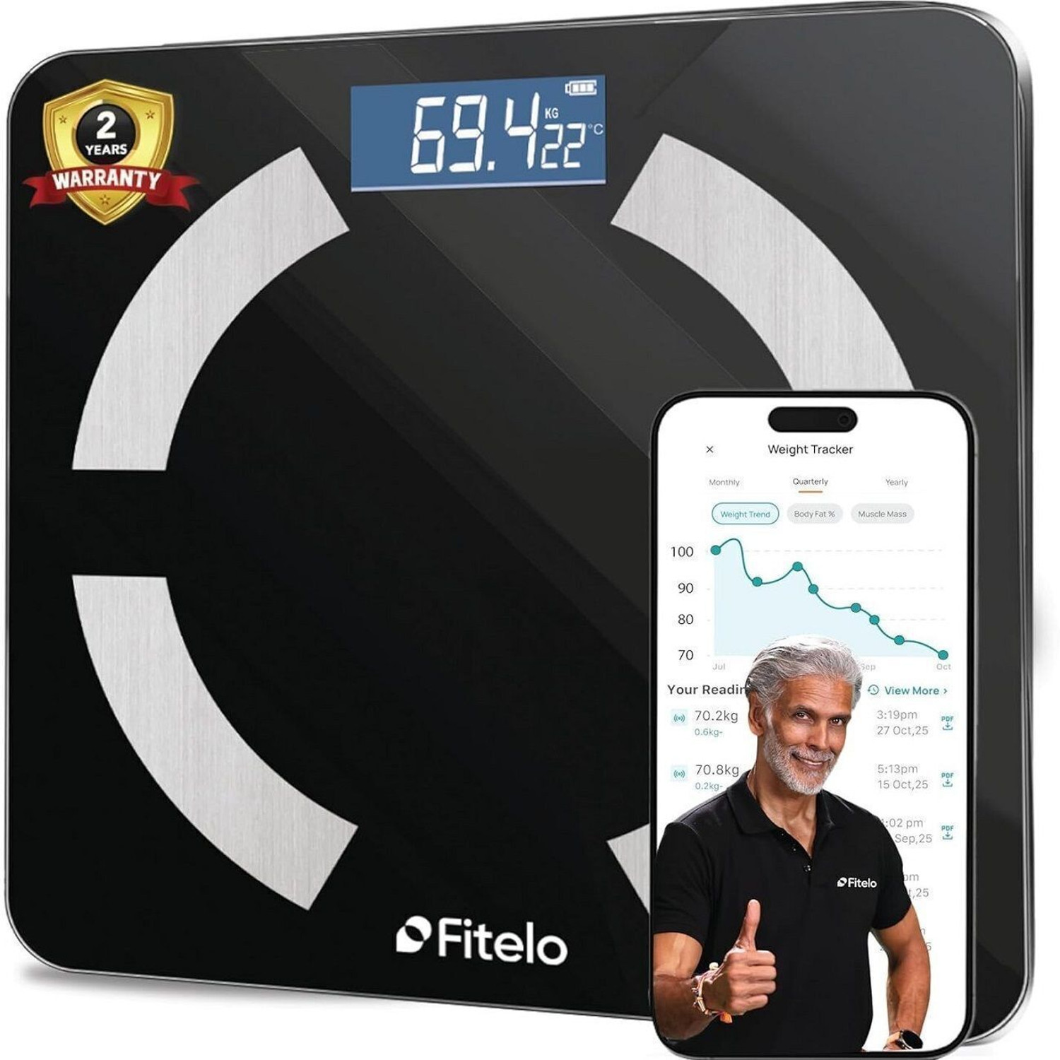 Image of TATA 1mg Heavy Duty Electronic Thick Tempered Glass LCD Display Weighing Scale (Black)