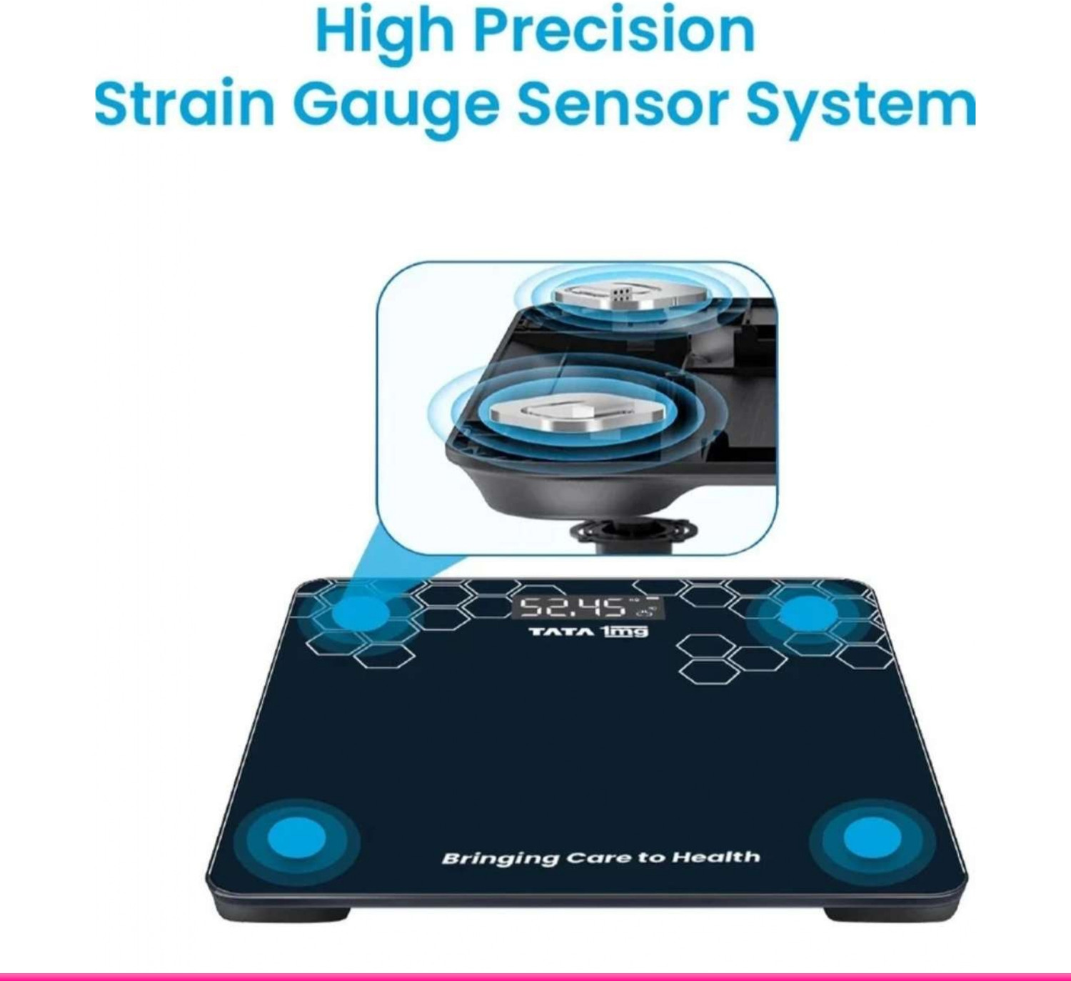 Image of TATA 1mg Heavy Duty Electronic Thick Tempered Glass LCD Display Weighing Scale (Black)