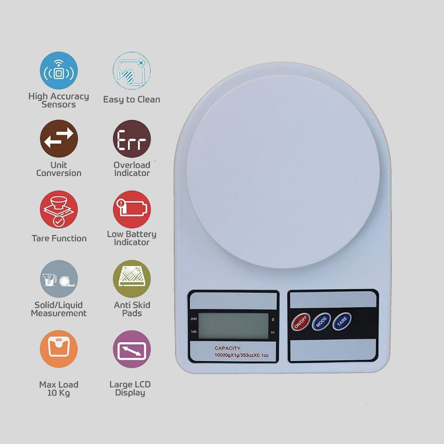 Image of BEBLOOM 10Kg Electronic Food Weight Machine Computer Weighing Machine for Home Digital Kitchen Timer