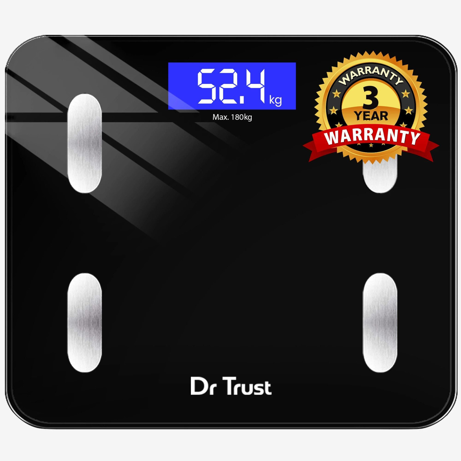 Image of Dr Trust Model 523 Inspire Personal Digital Electronic Body Weight Machine For Human Body 180Kg Capacity Weighing Scale (Black)