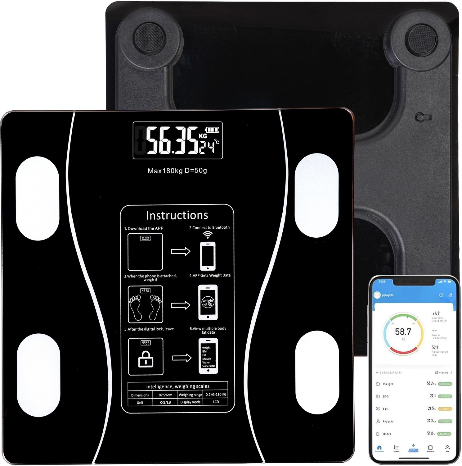 Image of EVERSYS Smart Bluetooth Weighing Scale - Body Weight, BMI white Weighing Scale (White)