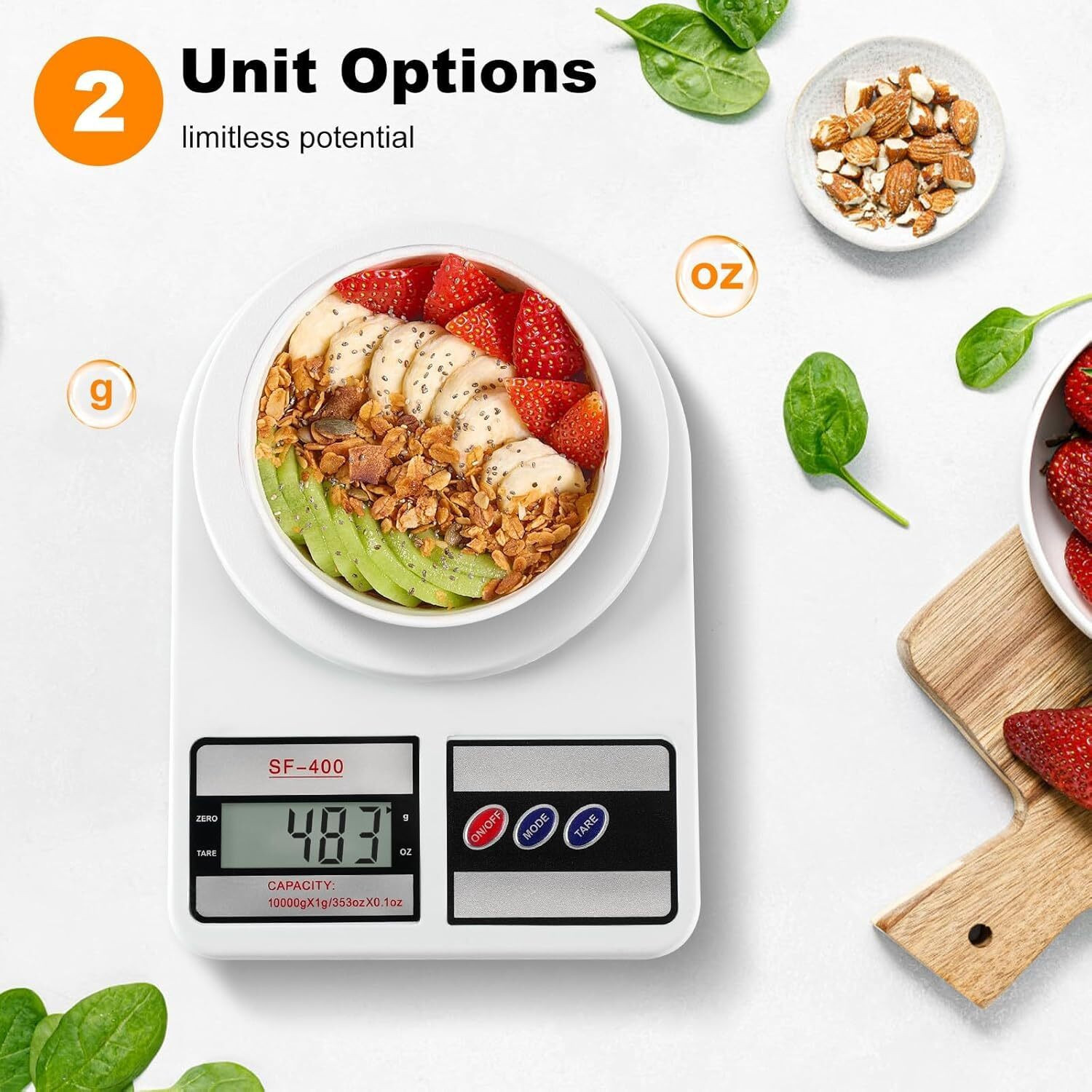 Image of zizining Digital Kitchen Weighing Scale 10kg Weighing Scale (White)