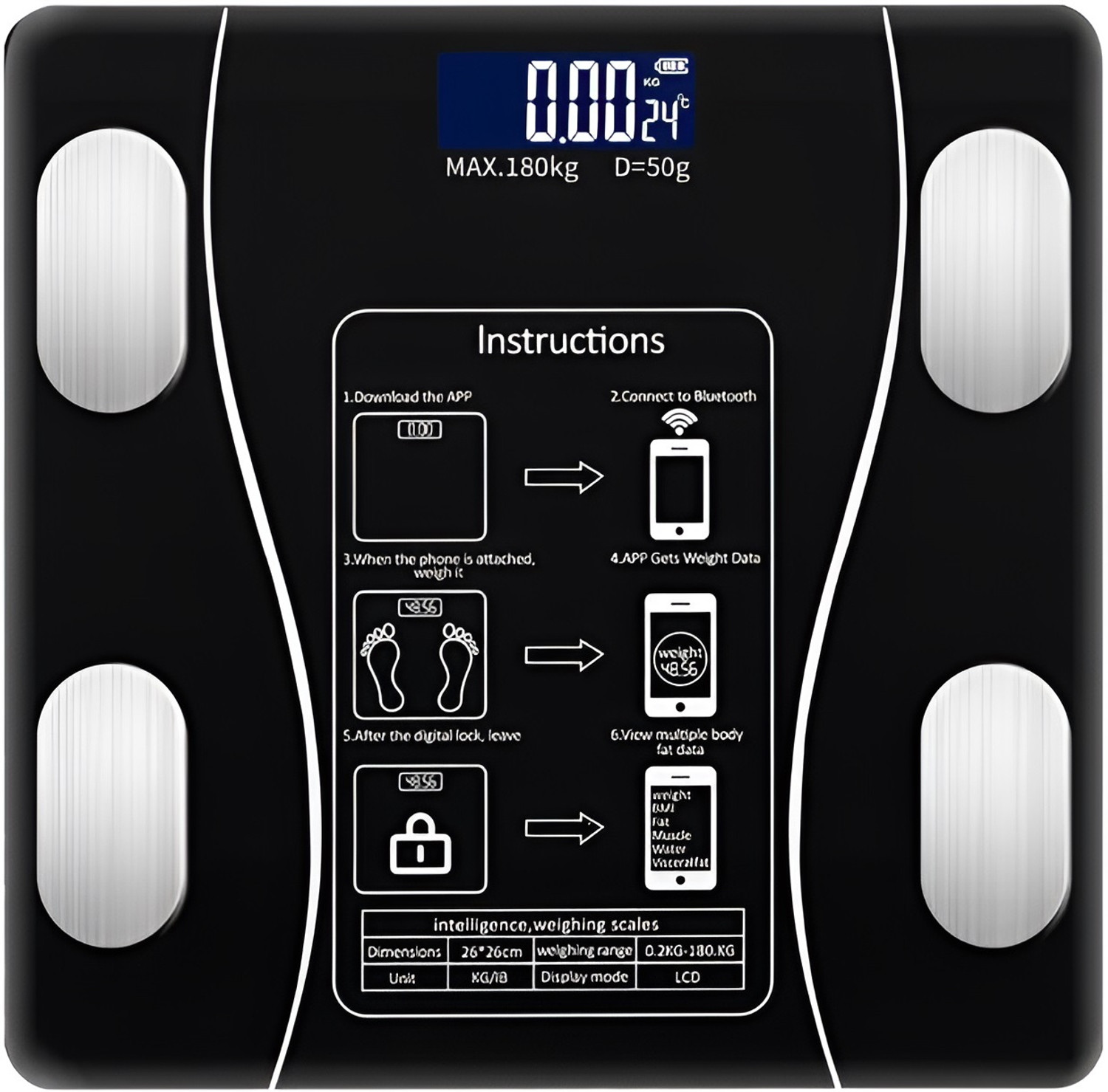 CT-BDS Smart Bluetooth Weight Machine 18 Body Composition Sync with Fitness Mobile App Weighing Scale (Black) - Image 1