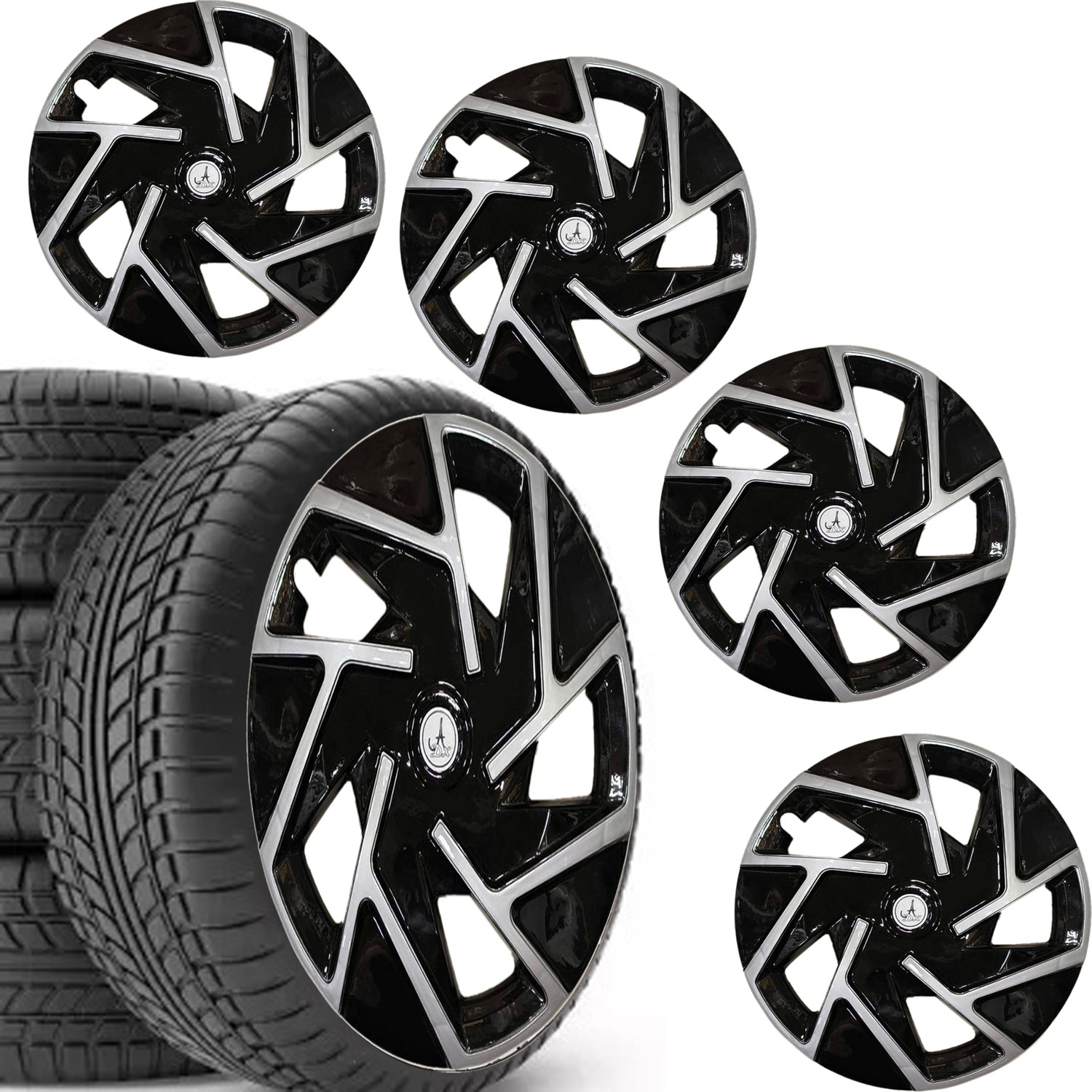 Image of HOTRENZ CAR WHEEL CAP / WHEEL COVER XO DEGINE inchSILVER BLACK COLOR inch 14 INCH Wheel Cover For Maruti Swift, Celerio, Vista, Amaze, Xcent, Swift Dzire, Indigo, Brio, Ritz, Grand i10, Figo, KUV 100, Micra (14.0 inch)
