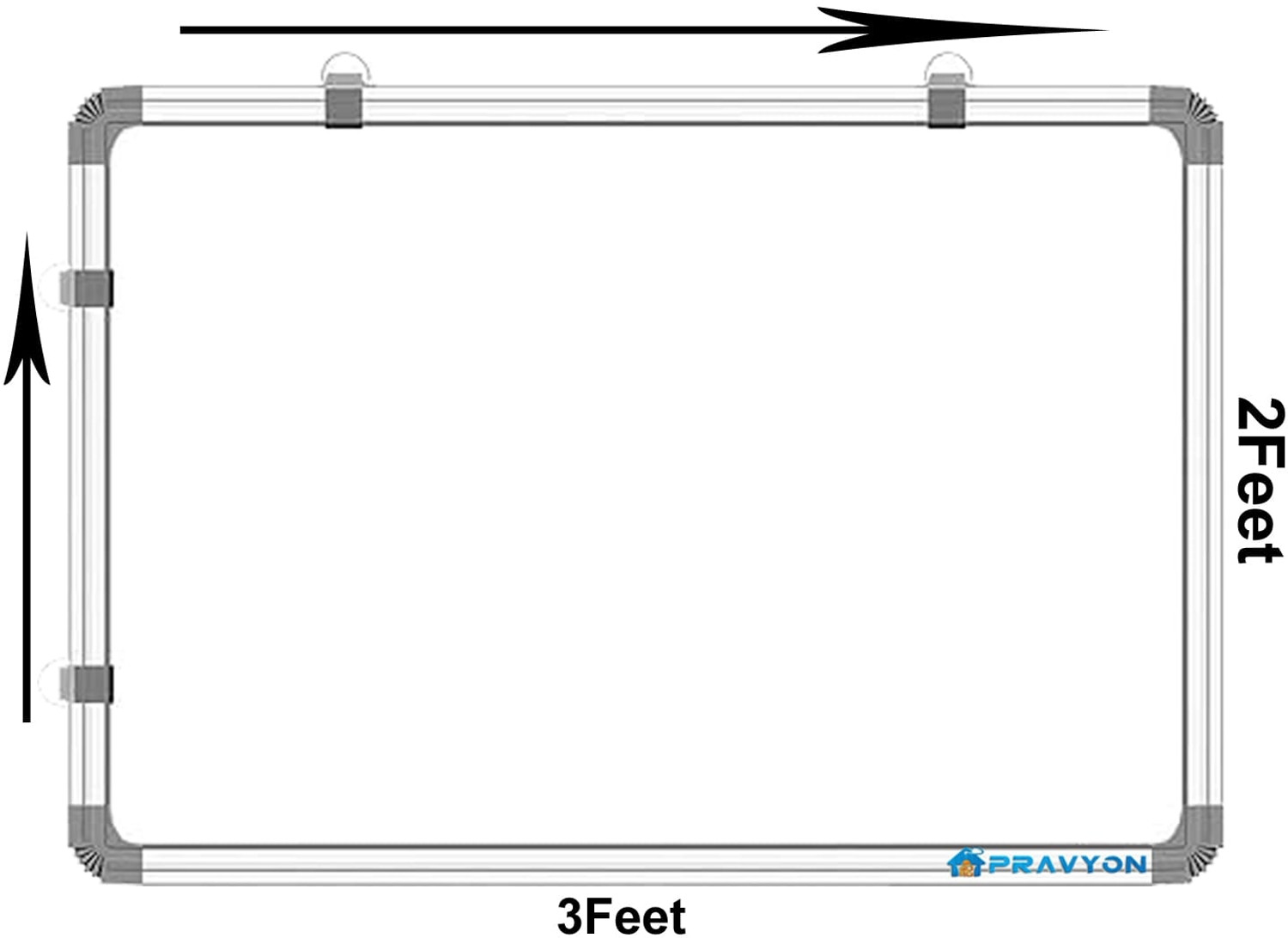 Image of Pravyon Non-Magnetic 2x3 Feet WhiteBoard & Chalkboard With Duster & 2 Marker White, Green board (600 mm x 900 mm)